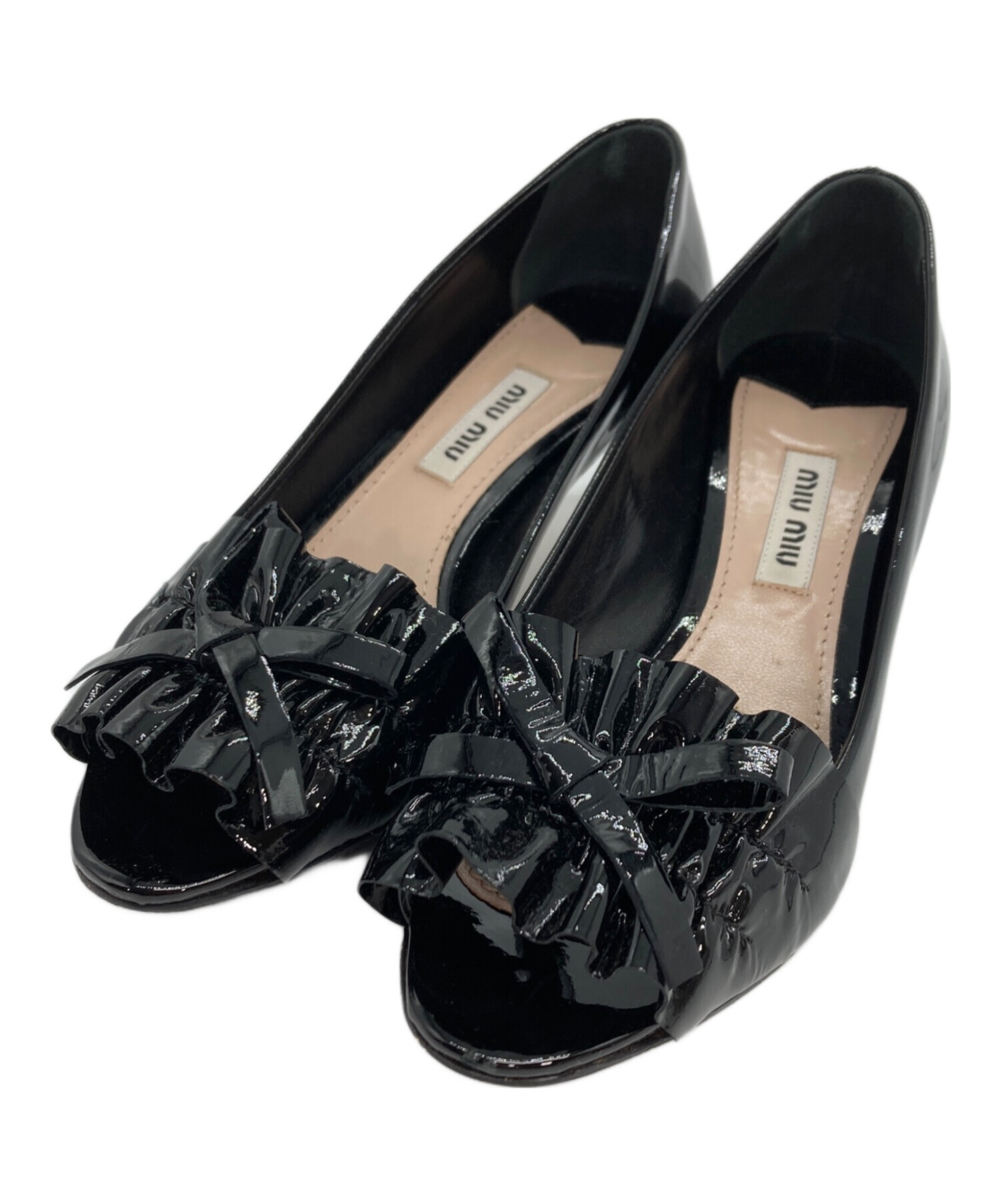 ミュウミュウ パンプス リボン付き サイズ37 中古・古着通販】MIU MIU (ミュウミュウ) リボンパンプス ブラック