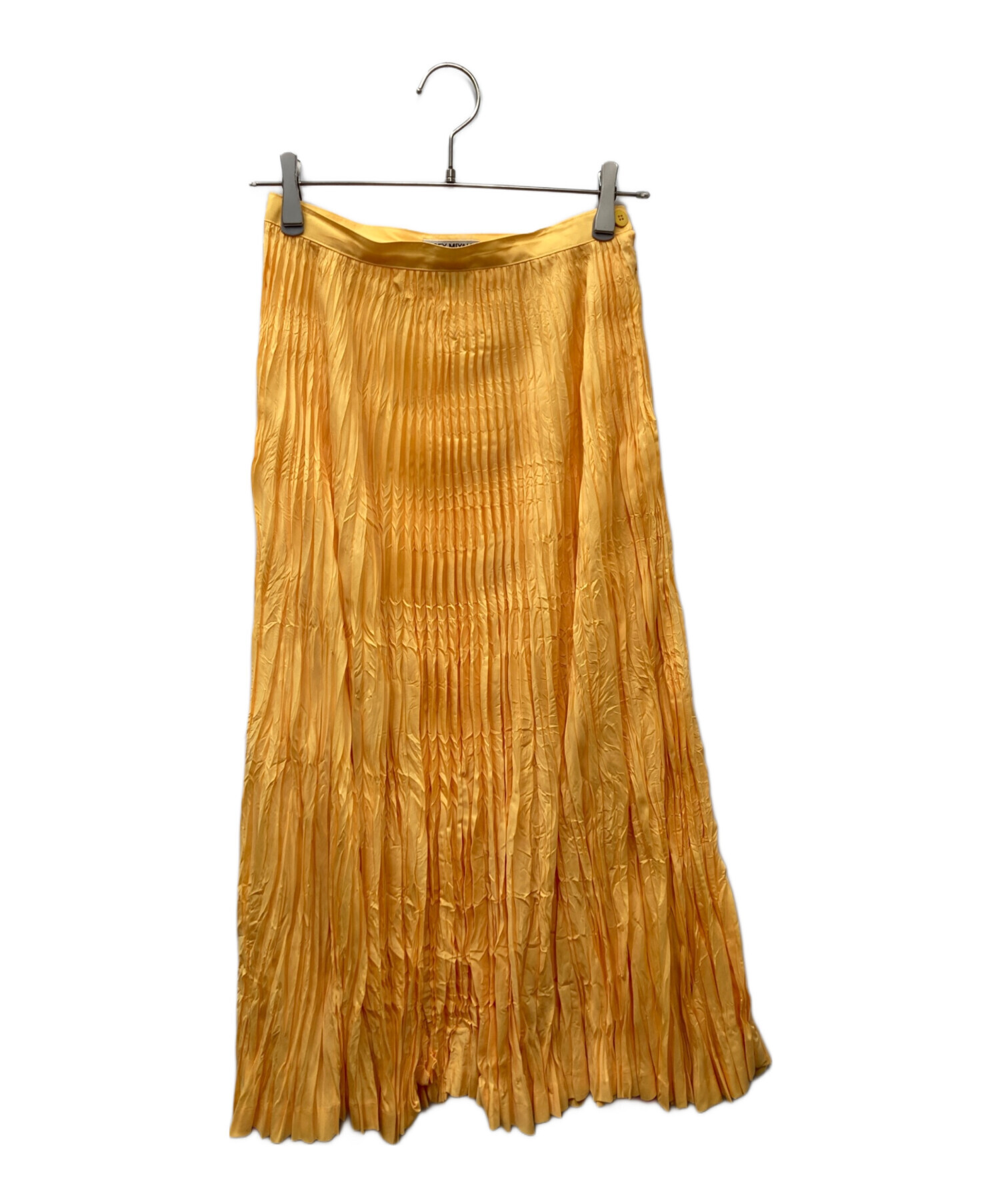 ISSEY MIYAKE プリーツ フレアスカート イエロー 中古・古着通販】ISSEY MIYAKE (イッセイミヤケ) プリーツスカート