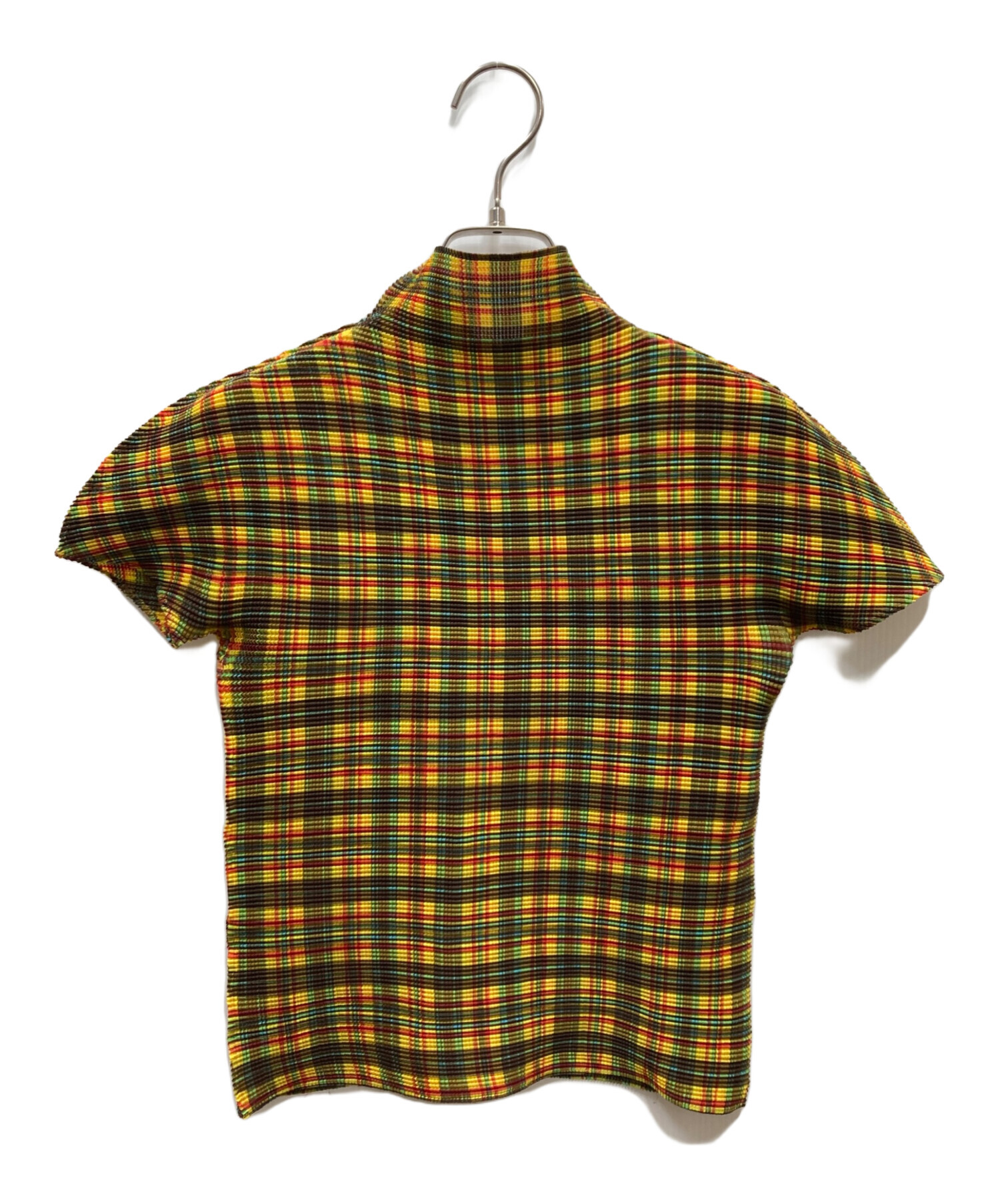 イッセイミヤケ プリーツ トップス 半袖 Tシャツ カットソー チェック M 中古・古着通販】me ISSEY MIYAKE (ミーイッセイ ミヤケ) チェック