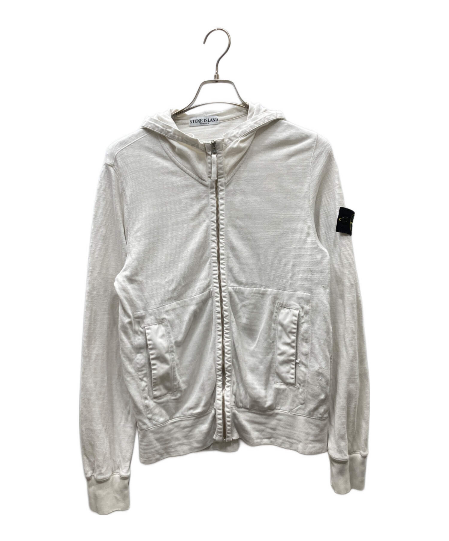 Stone  ジップアップパーカー ホワイト 中古・古着通販】STONE ISLAND (ストーンアイランド) ジップパーカー