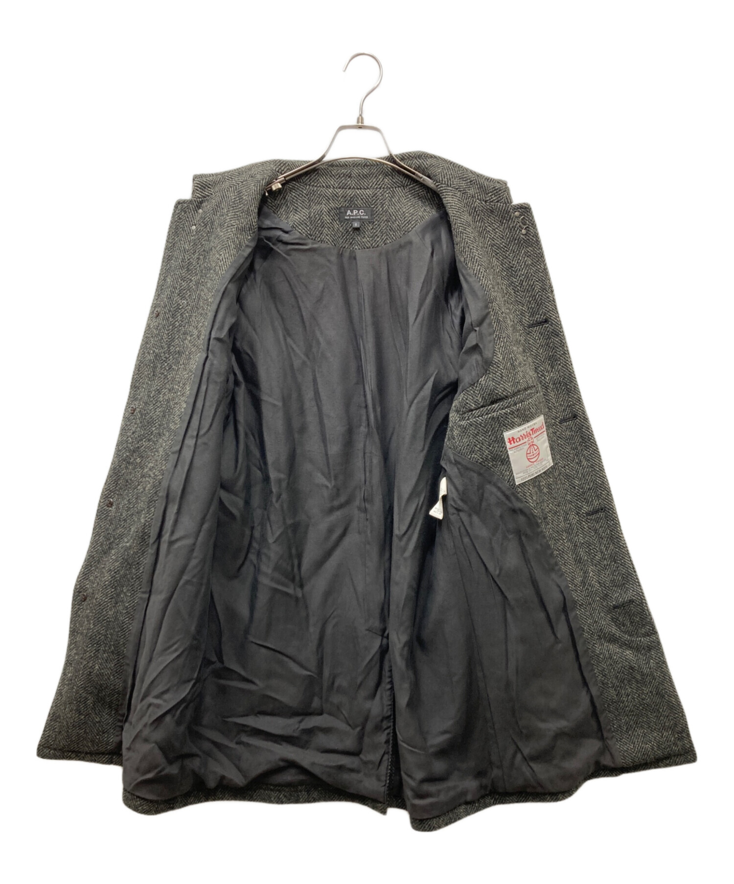 中古・古着通販】A.P.C. (アーペーセー) ツイード 比翼コート ブラック