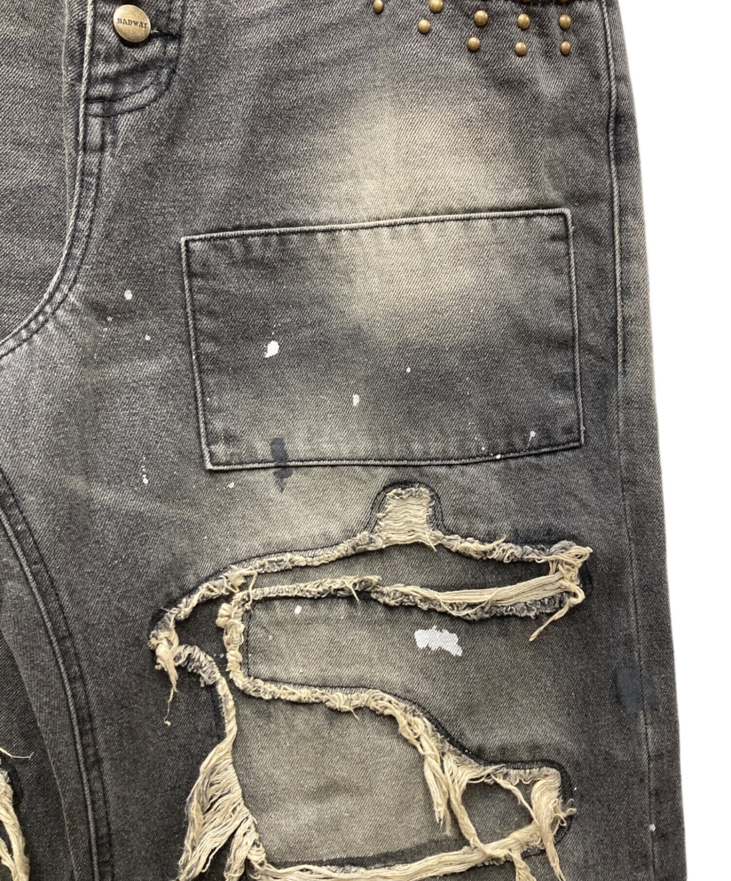 中古・古着通販】BADWAY (バッドウェイ) Grunge BORO studs denim