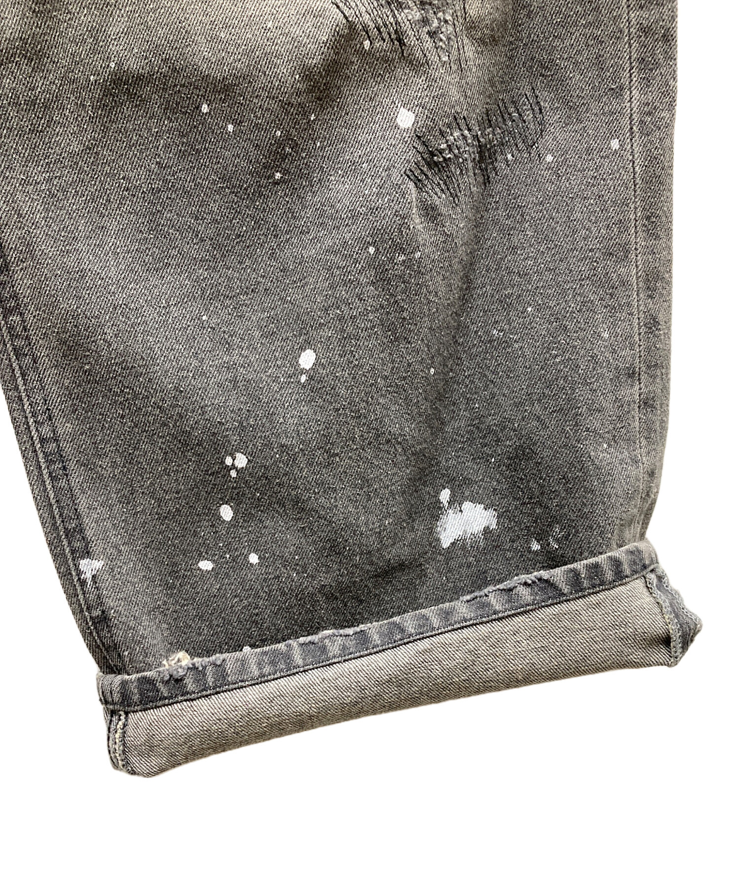 BADWAY スタッズ付き グレー スラックス パンツ 中古・古着通販】BADWAY (バッドウェイ) Grunge BORO studs denim