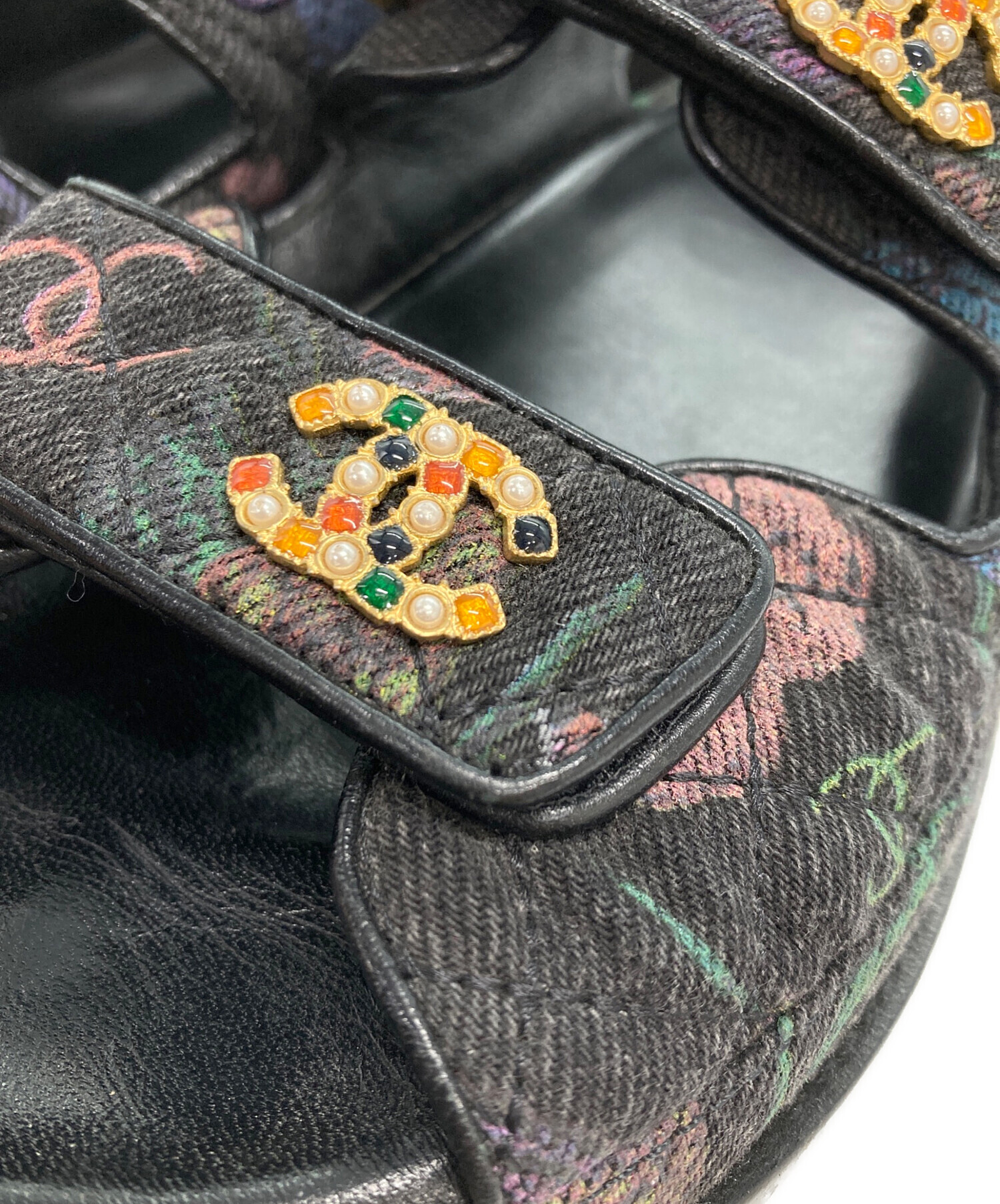 CHANEL ノベルティーサンダル　新品未使用品 中古・古着通販】CHANEL (シャネル) デニムグラフィティロゴサンダル