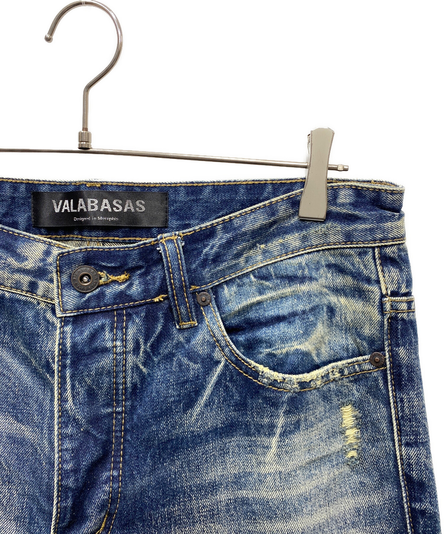 VALABASAS ダメージデニムパンツ 32 中古・古着通販】VALABASAS (バラバサス) ダメージ加工デニムパンツ