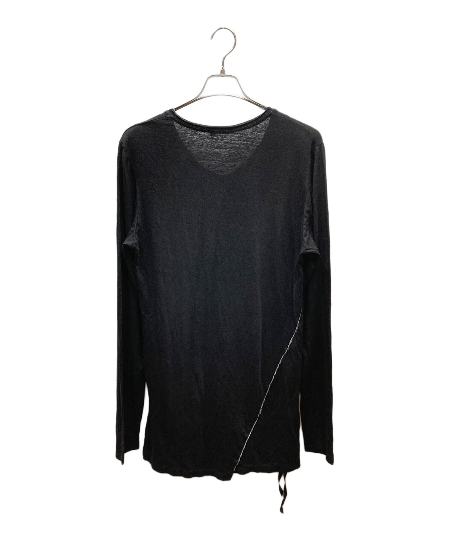 ケムリ KMRii 黒 レース Vネック Tシャツ 中古・古着通販】KmRii (ケムリ) リネン混Vネックニット ブラック