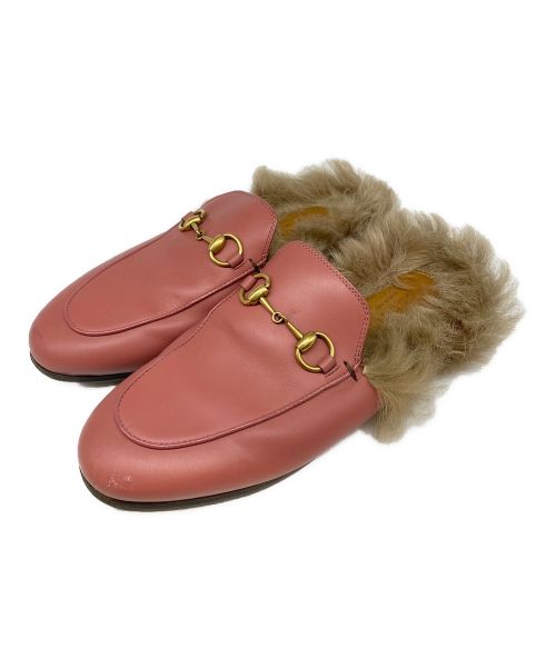中古・古着通販】GUCCI (グッチ) プリンスタウンレザースリッパ ピンク