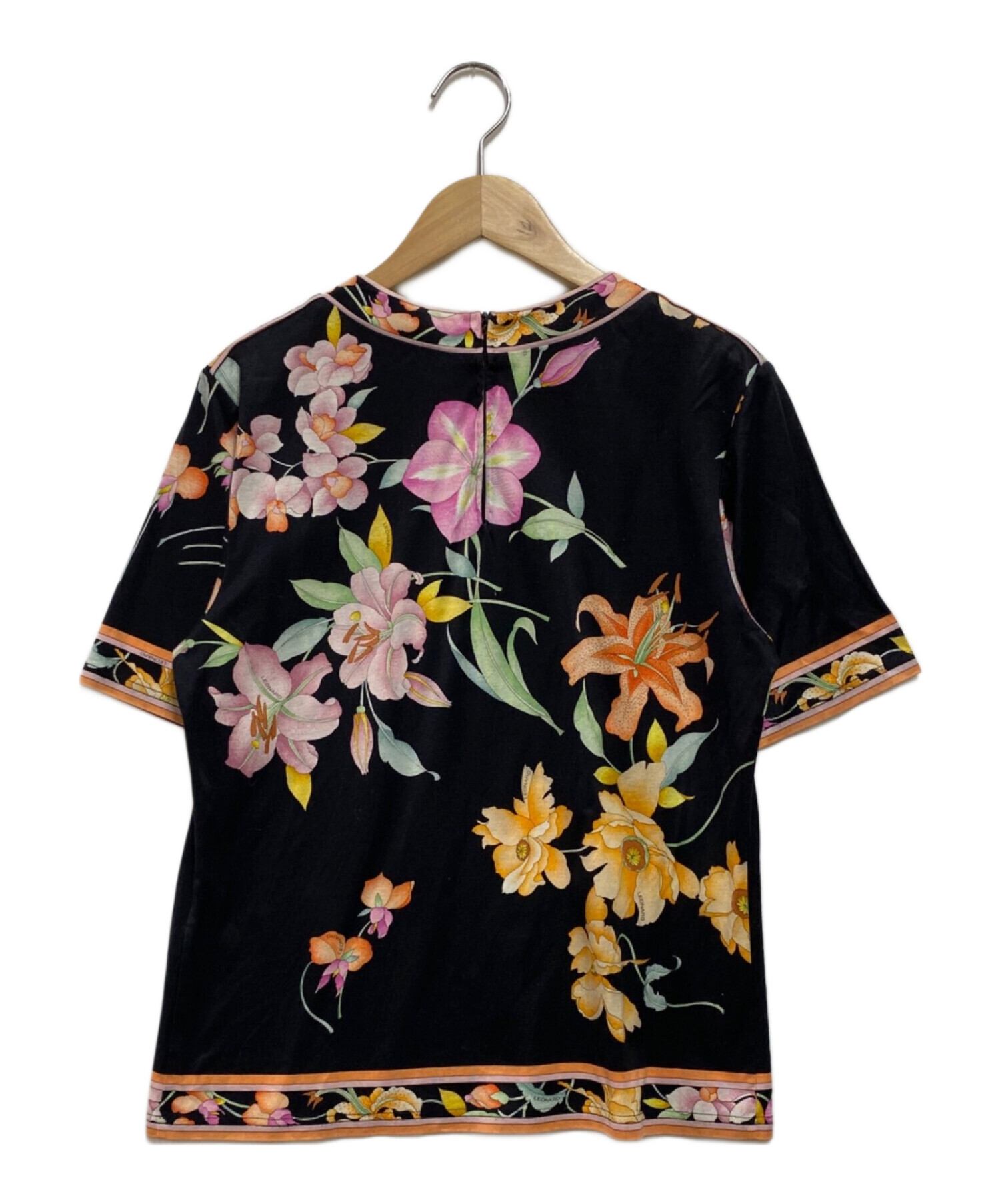 レオナール 半袖 ニット 未使用品に近い ブラック カットソー シルク 綿