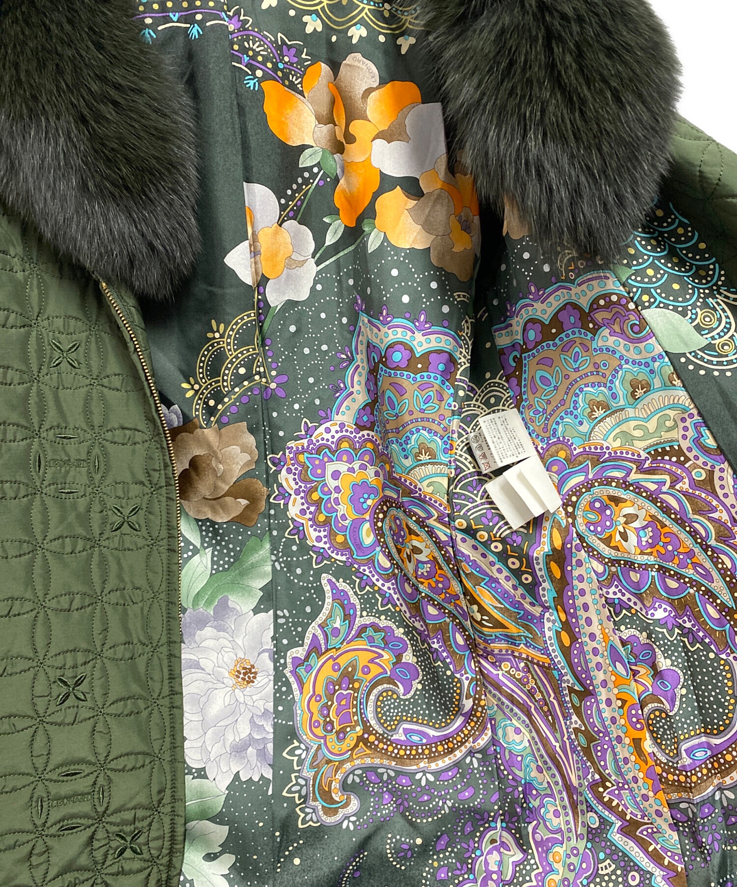 レオナールファッションコートフォックスファー付き