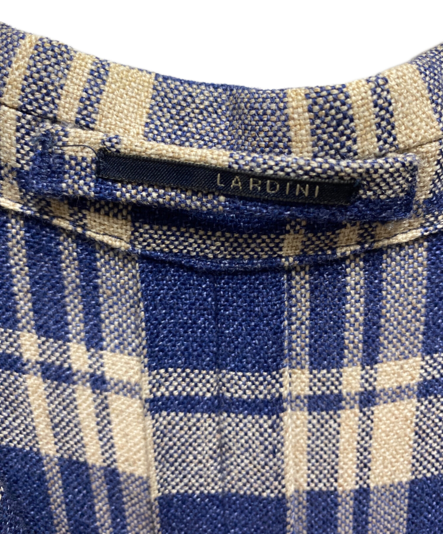 LARDINI アンコンジャケット ウールリネン ブートニエール付き 紺 46 LARDINI アンコンジャケット ウールリネン ブートニエール付き 紺 46