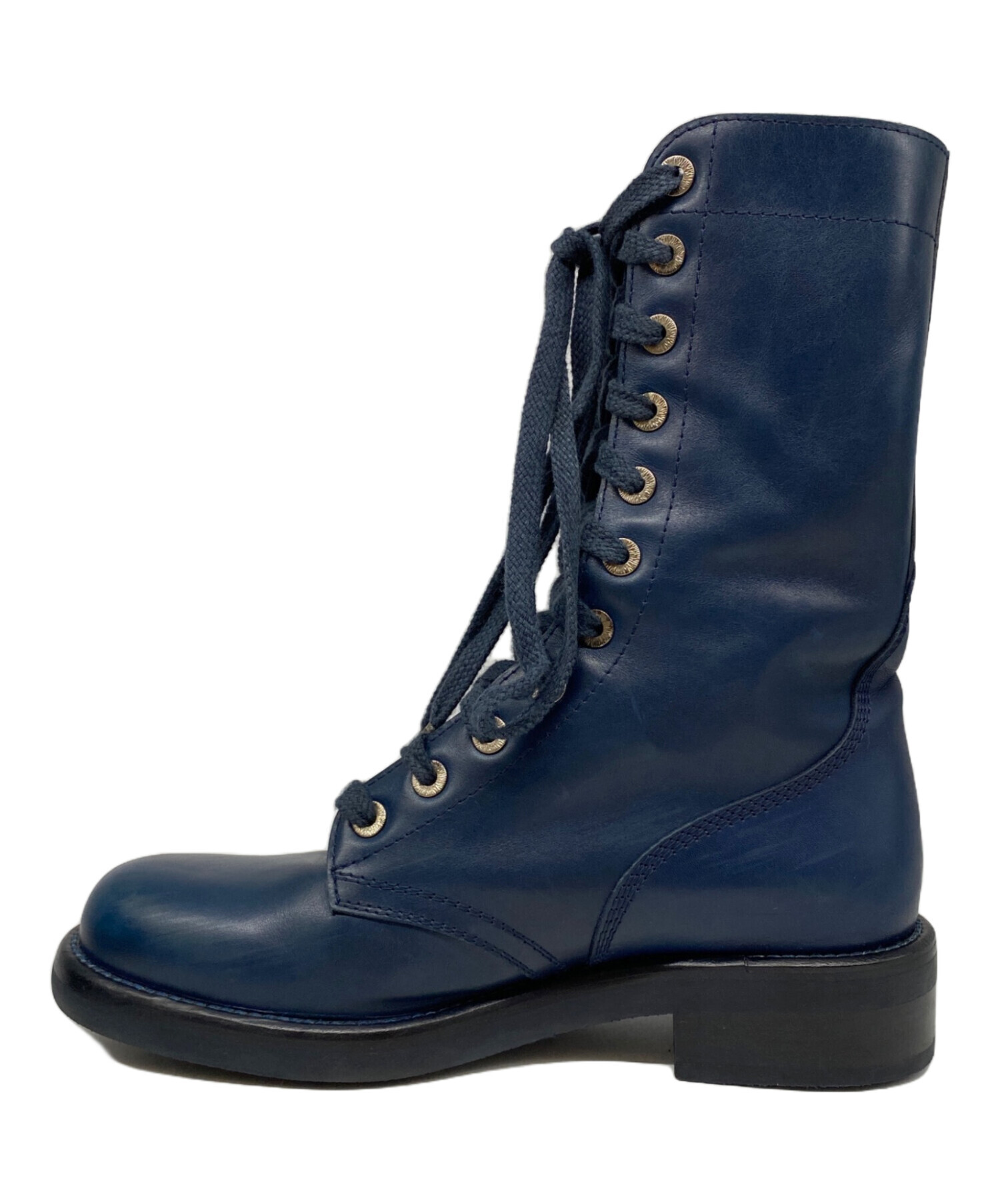 中古・古着通販】CHANEL (シャネル) エンジニアブーツ ネイビー