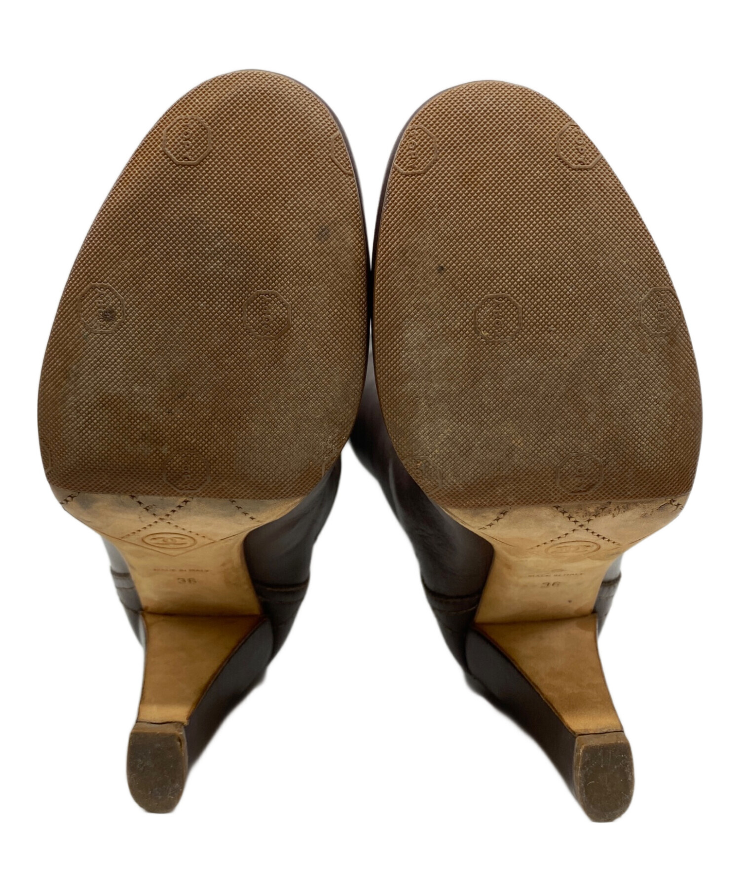 美品シャネルロングスエードブーツ36½ダークブラウン 中古・古着通販】CHANEL (シャネル) ロングブーツ ブラウン サイズ:36