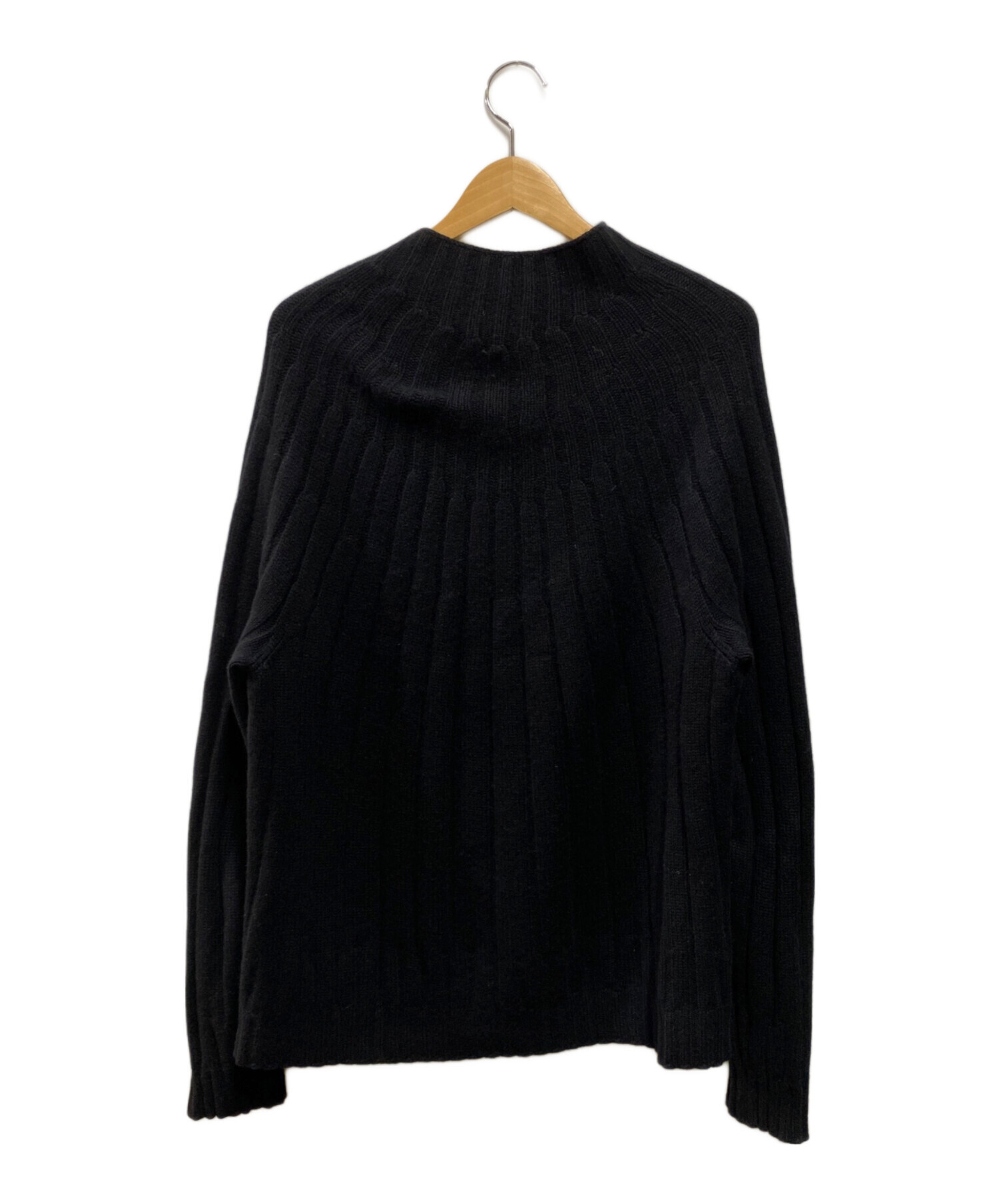 HERMES ハーフジップ ニット セーター ブラック コットンカシミヤL