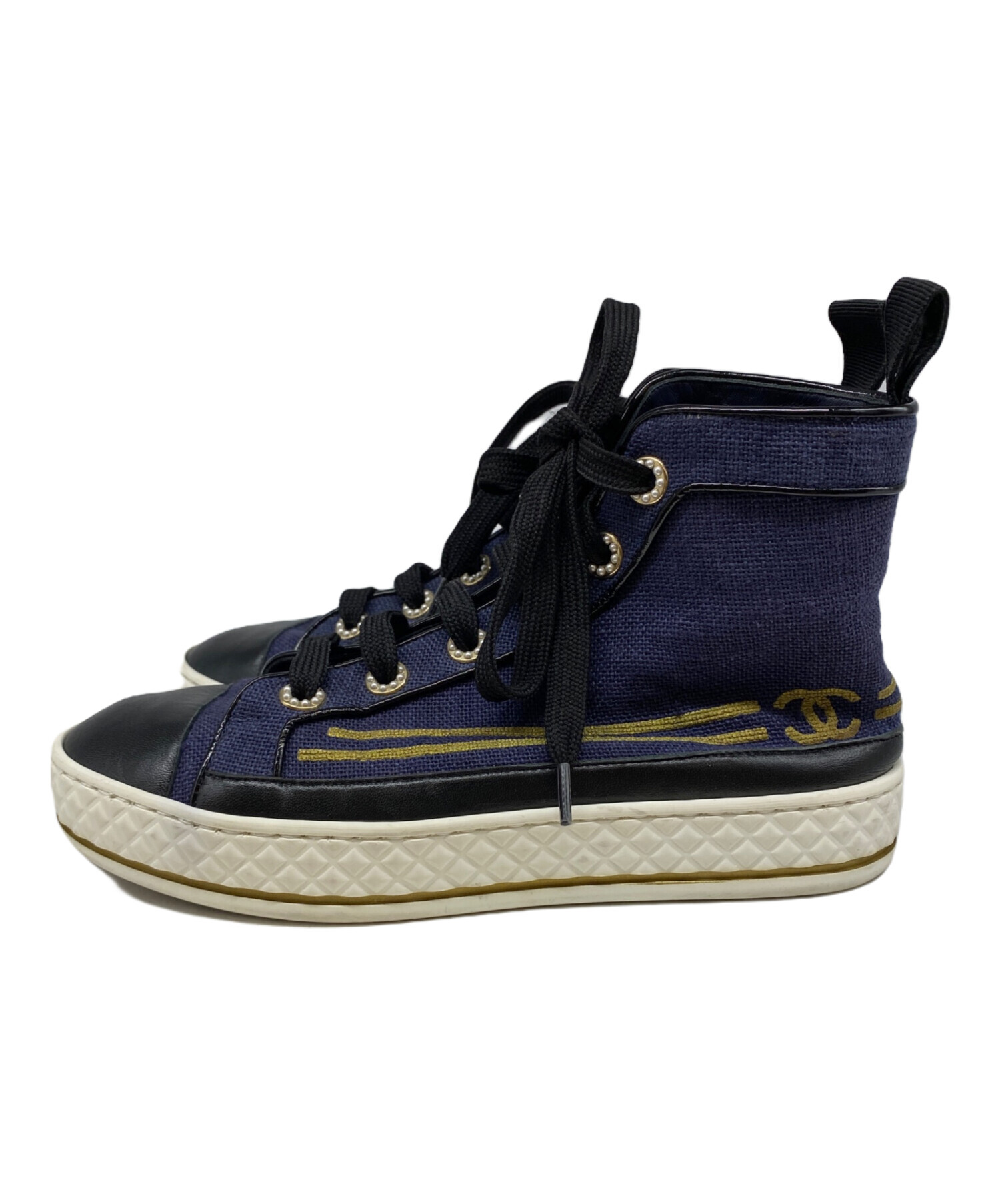 中古・古着通販】CHANEL (シャネル) ココマーク キャンバス ハイカット