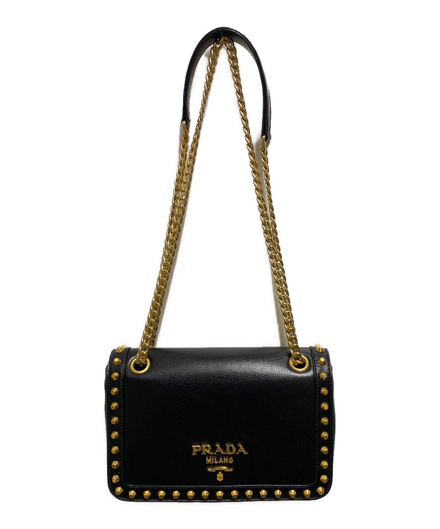 中古・古着通販】PRADA (プラダ) スタッズチェーンショルダーバッグ