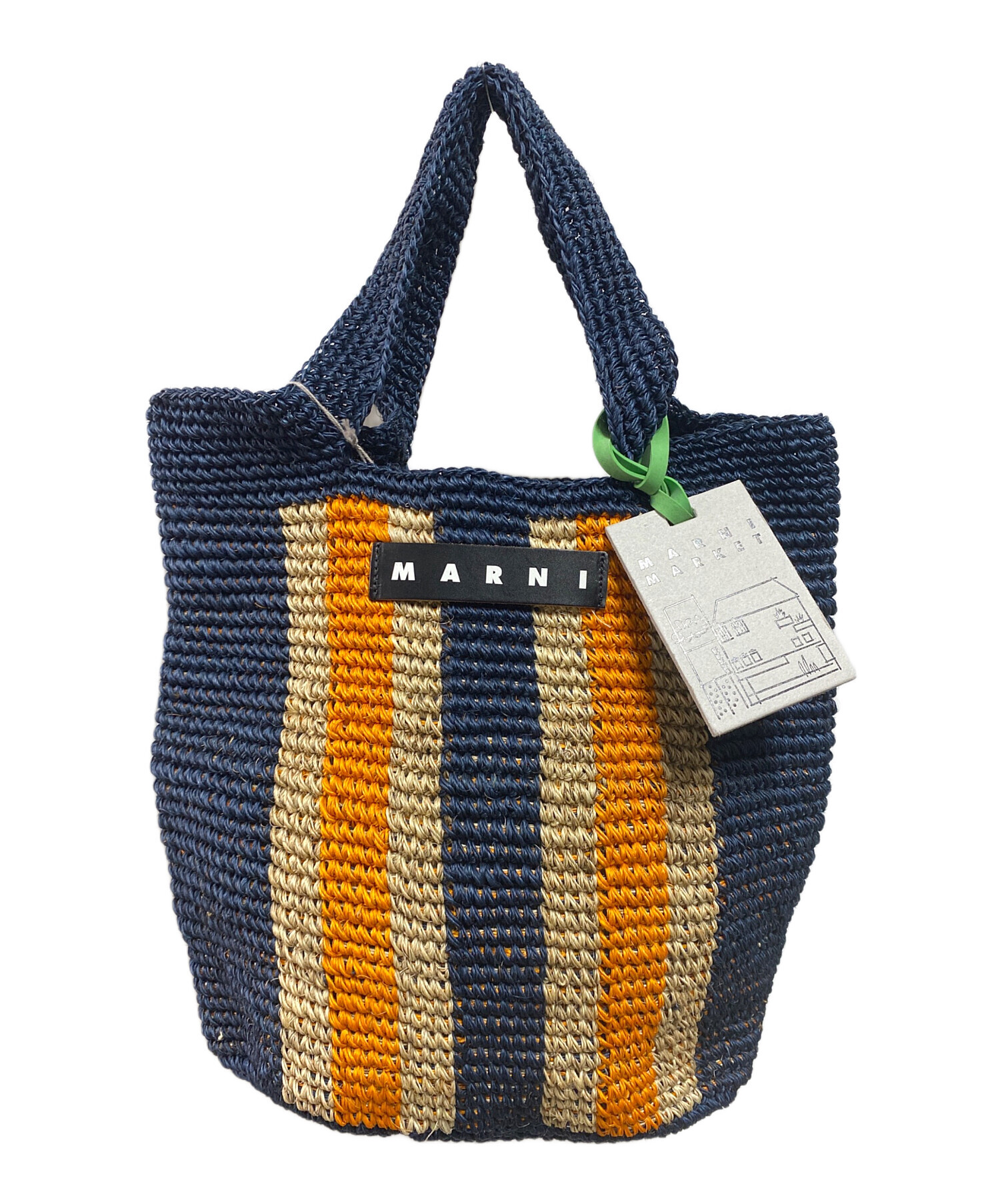 MARNI マルニ トートバッグ - 茶x青x白等(ストライプ) 【古着】【中古  