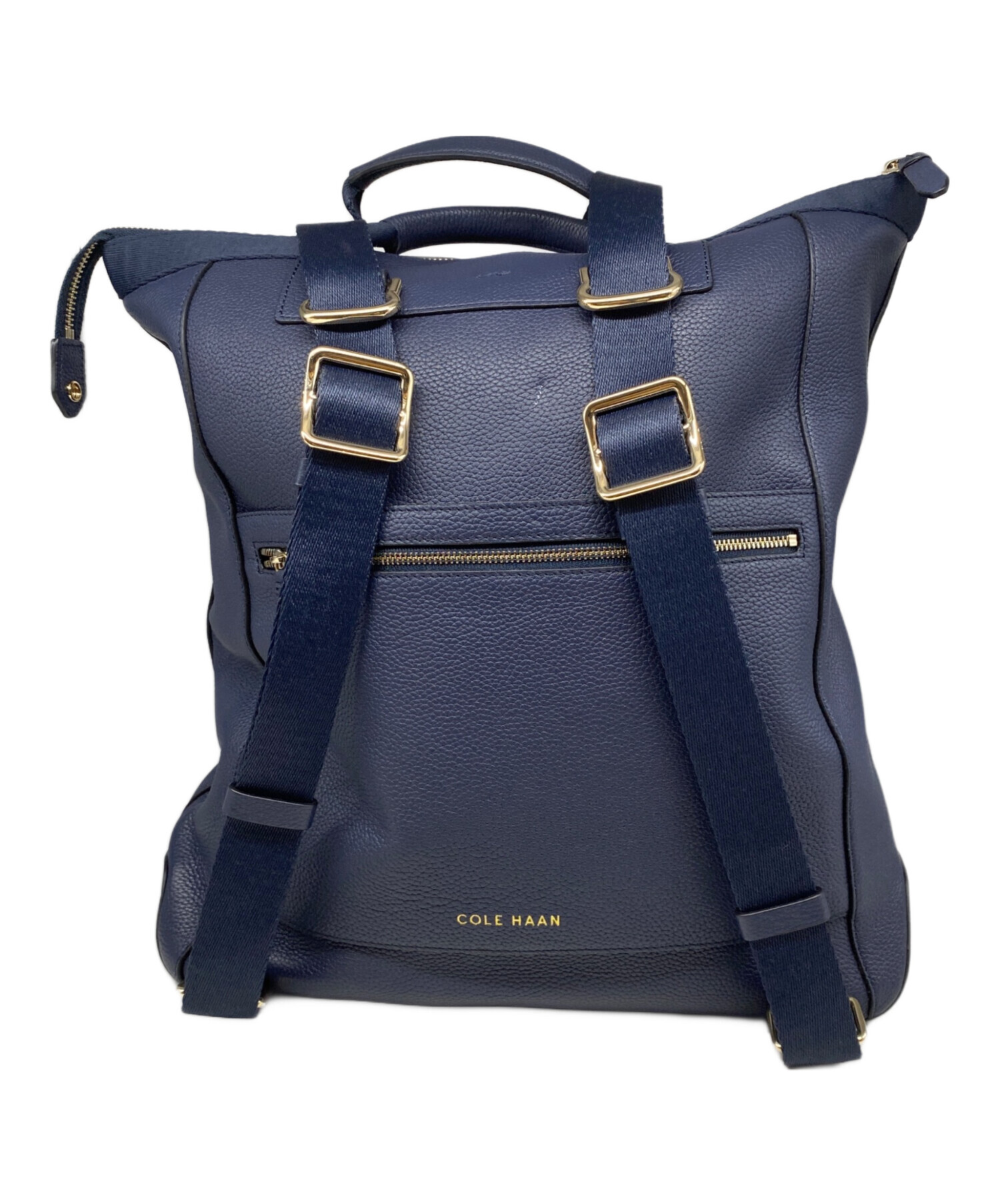 未使用レベル）本革コールハーンリュック 中古・古着通販】COLE HAAN (コールハーン) レザーリュック ネイビー