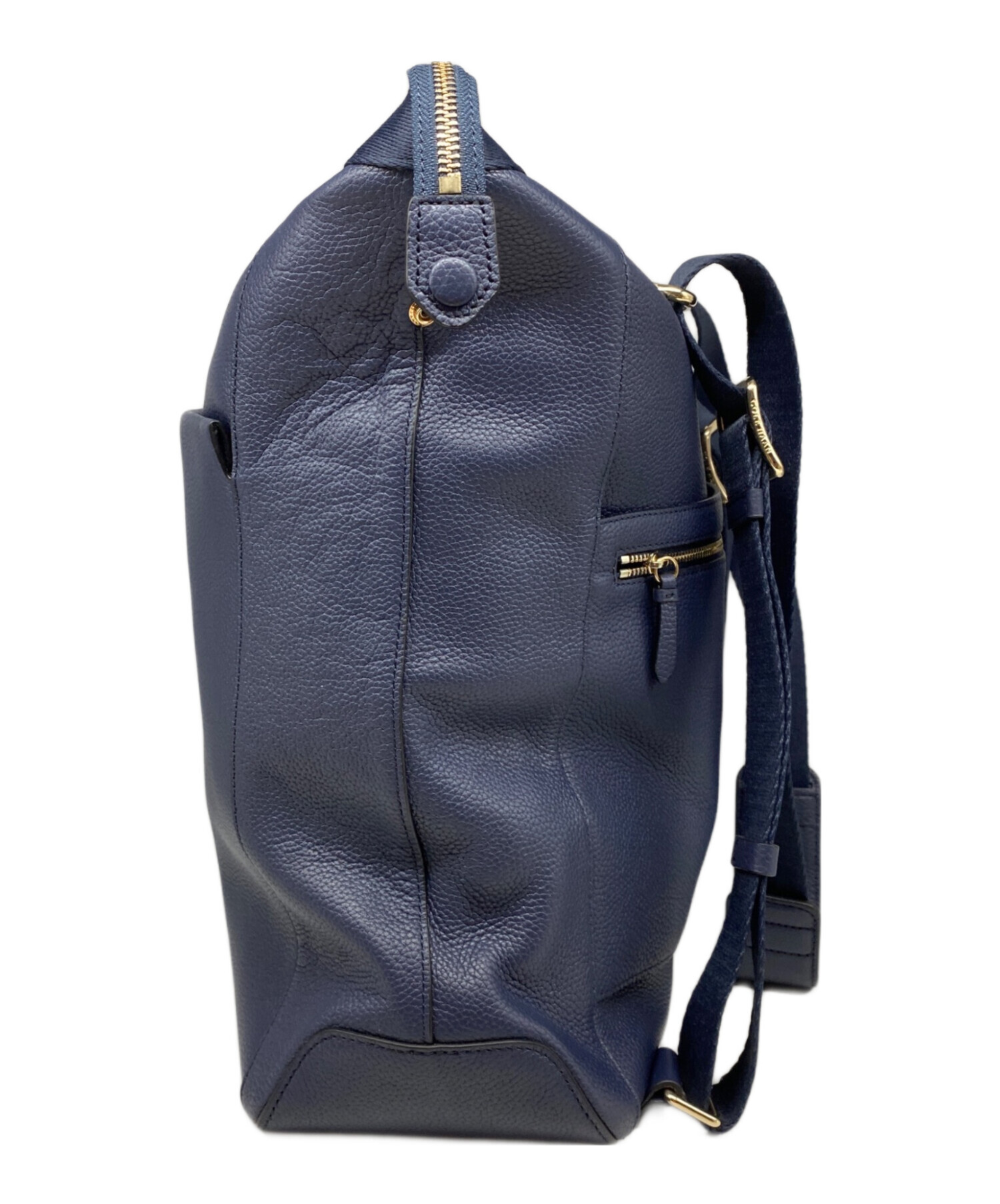 未使用レベル）本革コールハーンリュック 中古・古着通販】COLE HAAN (コールハーン) レザーリュック ネイビー