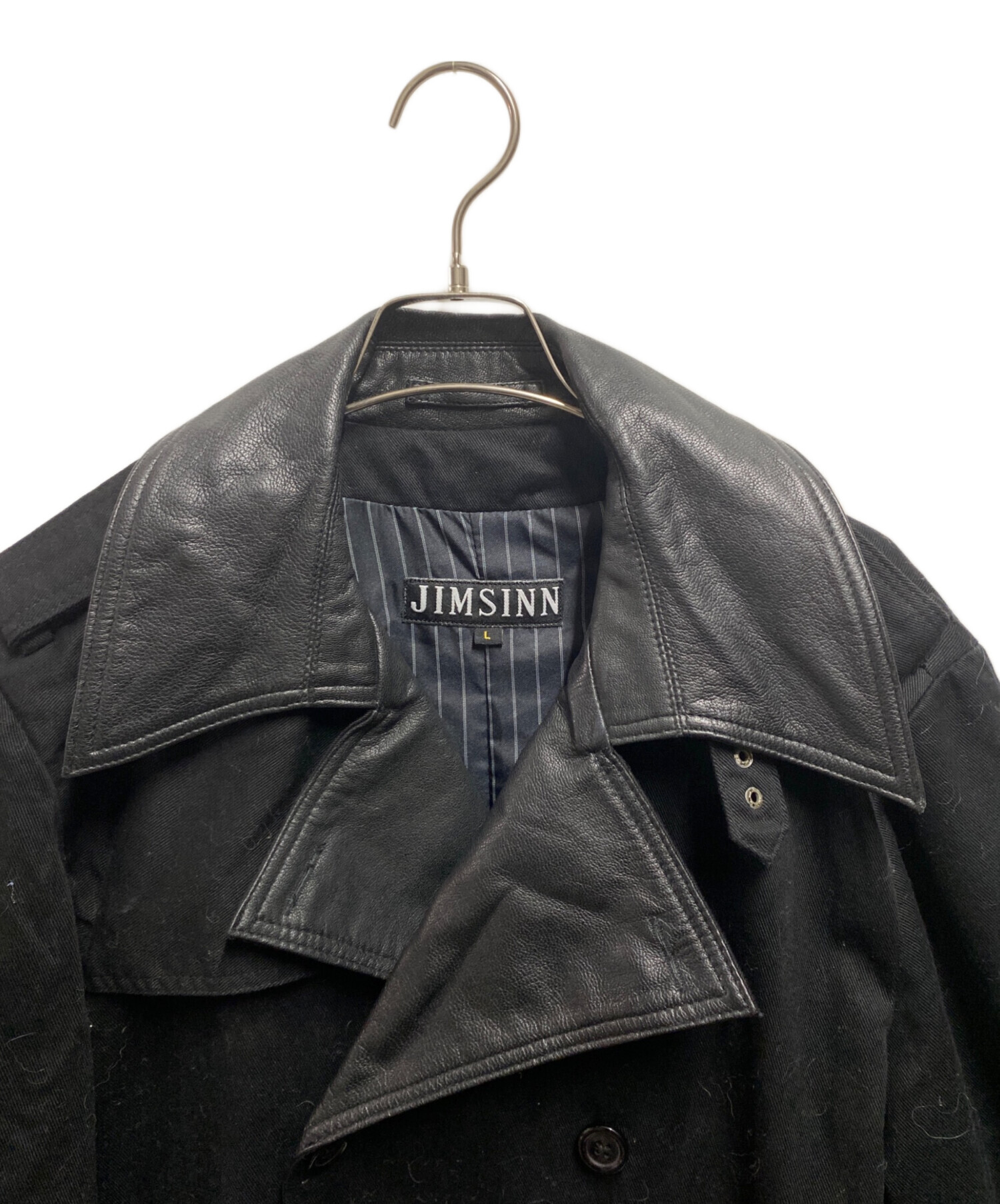 JIMSINN コート ブラック ジムズイン ロングコート ブラック ライン 