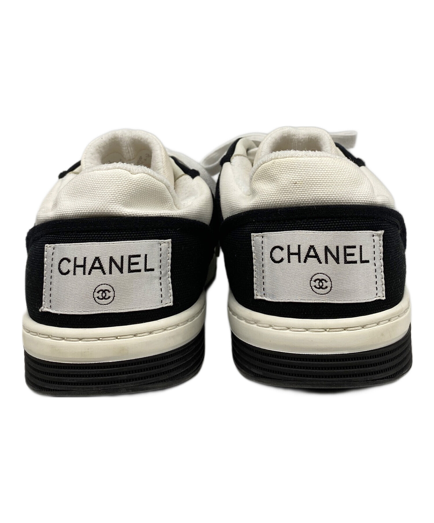 CHANEL ブラック キャンバス スニーカー 中古・古着通販】CHANEL (シャネル) ココマーク ヒールラベル