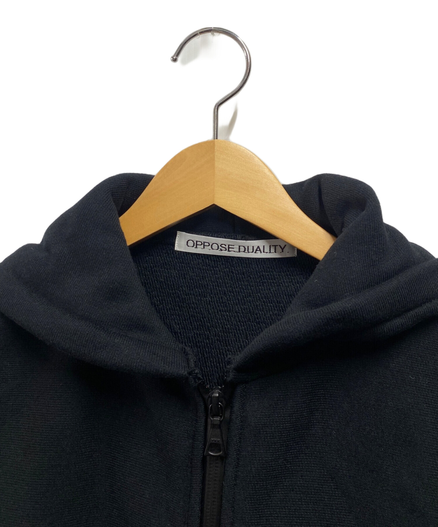 トップス OPPOSE DUALITY Zip up hoodie BLACK OPPOSE DUALITY / オポーズデュアリティ】ZIP UP RIB HOODIE - BLACK