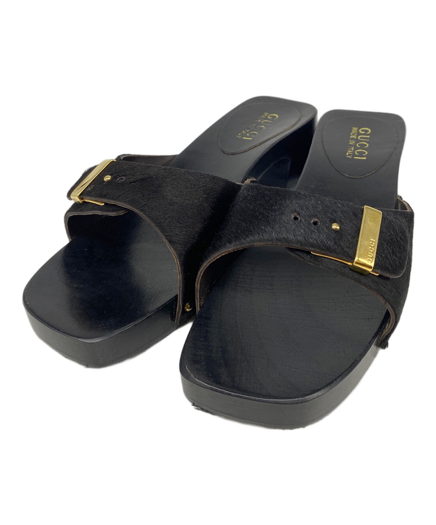 中古・古着通販】GUCCI (グッチ) サンダル ブラック サイズ:37 1/2 