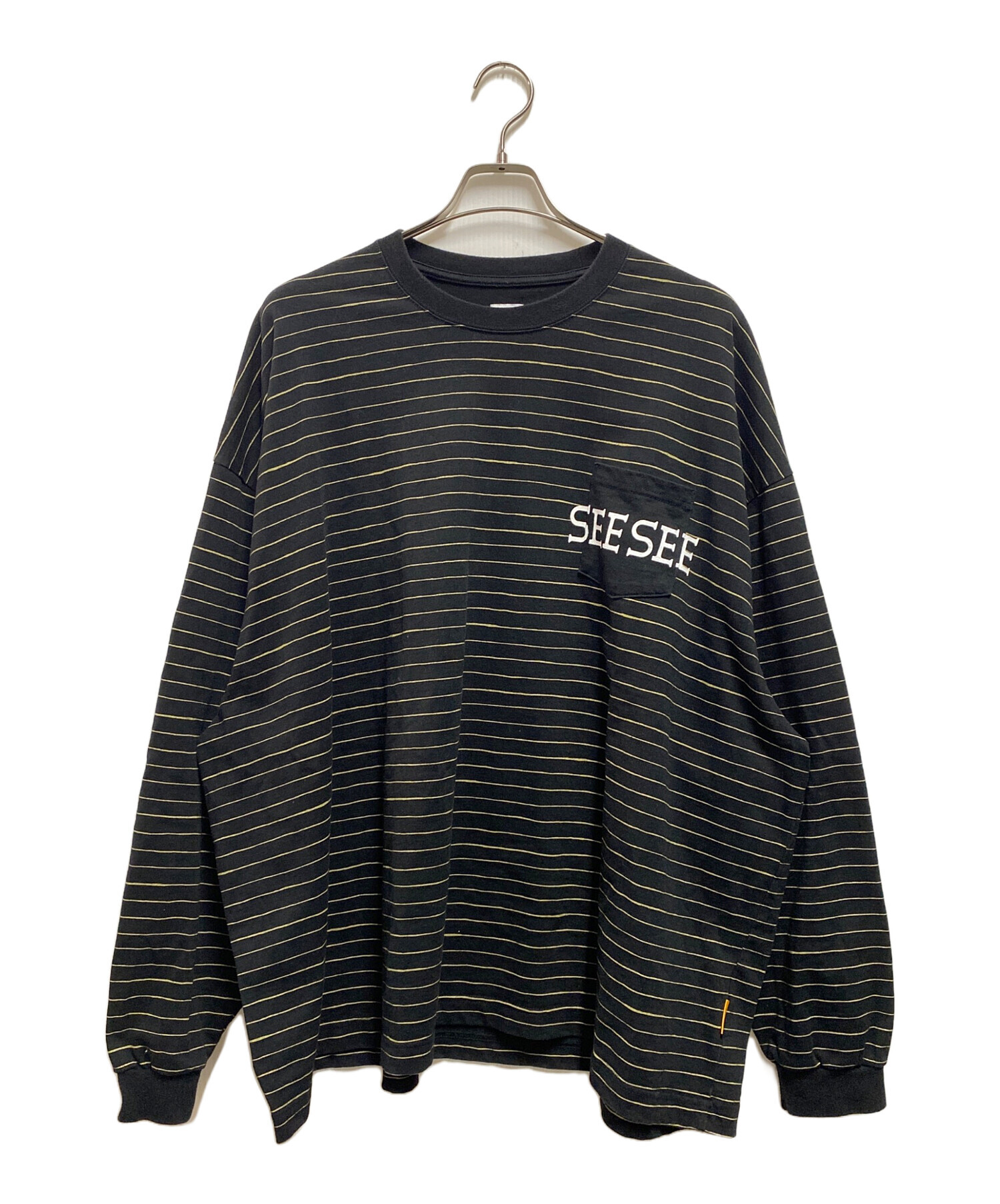 SEESEE ボーダー ロングTシャツ 中古・古着通販】SEESEE (シーシー) ボーダーロングTシャツ ブラック