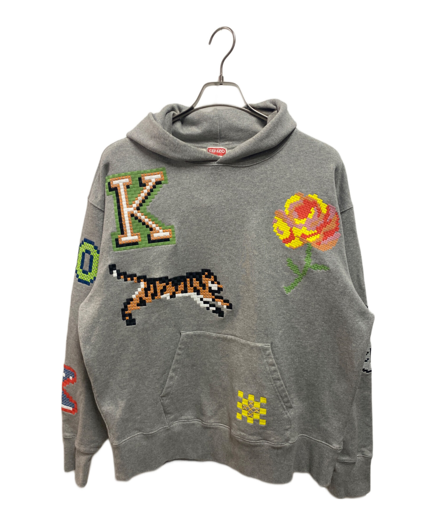 中古・古着通販】KENZO (ケンゾー) Pixel Oversize Hoodie グレー