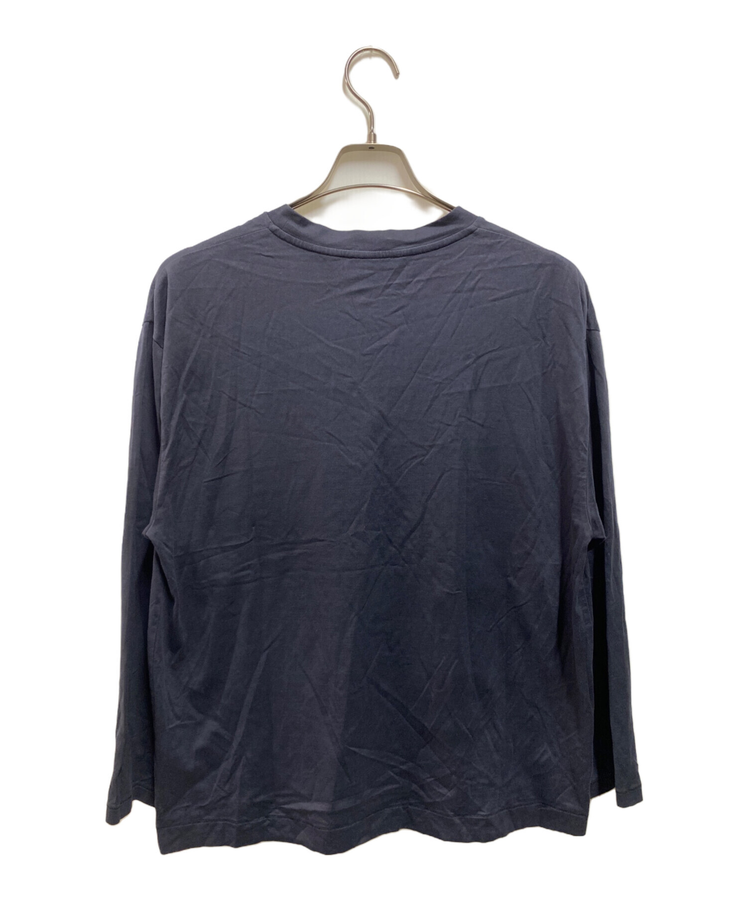 ATON ブラック 長袖カットソー ATON ブラック コットン長袖カットソー