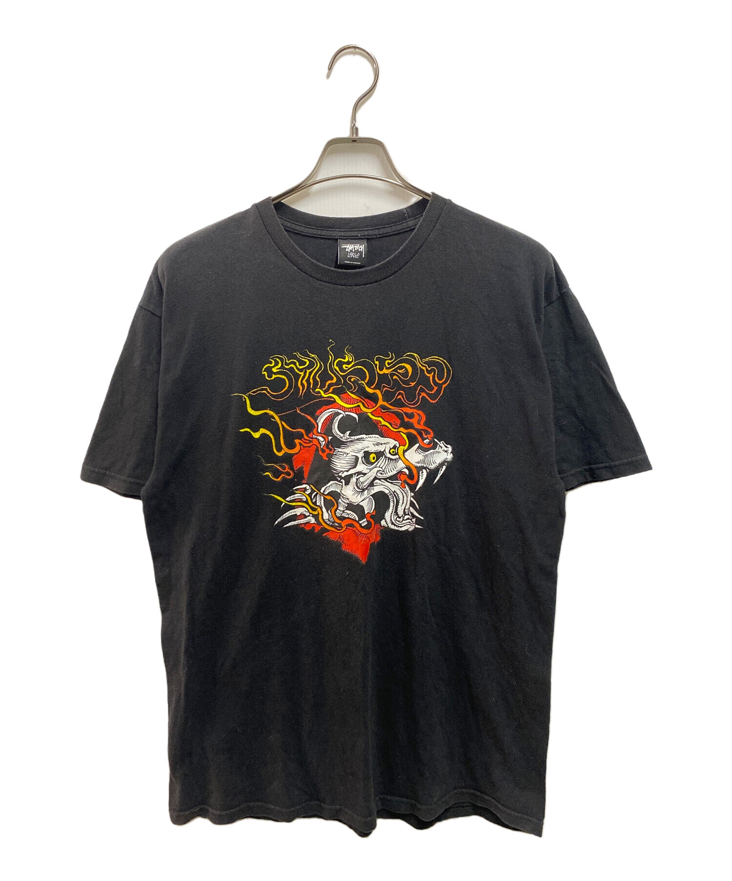 【新品】【両面プリント】ステューシー　ドラゴン　龍　Tシャツ　XL　ブラック 新品】ステューシー 両面プリント 龍 ドラゴン Tシャツ XL 黒
