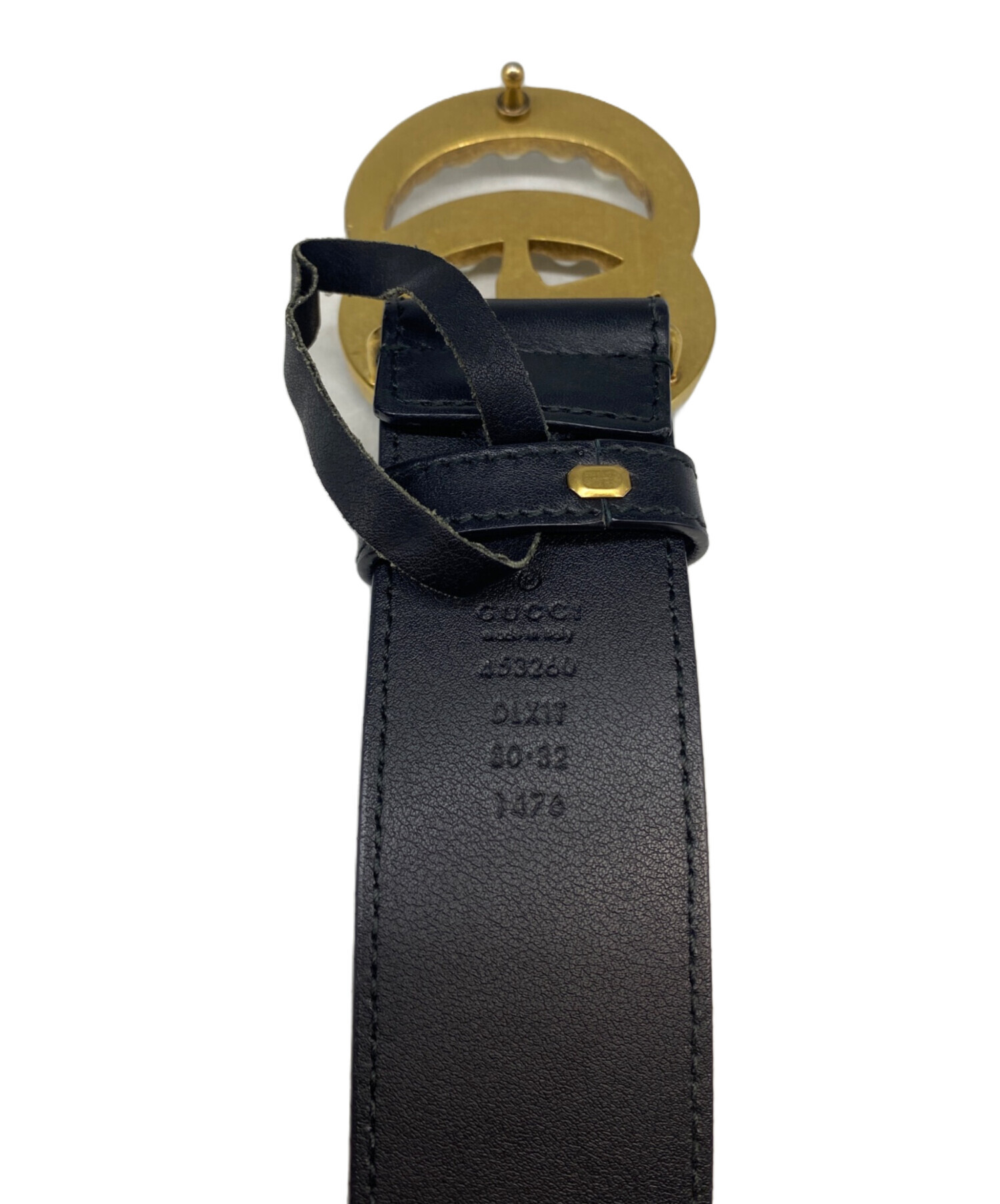中古・古着通販】GUCCI (グッチ) パールダブルGベルト ブラック サイズ