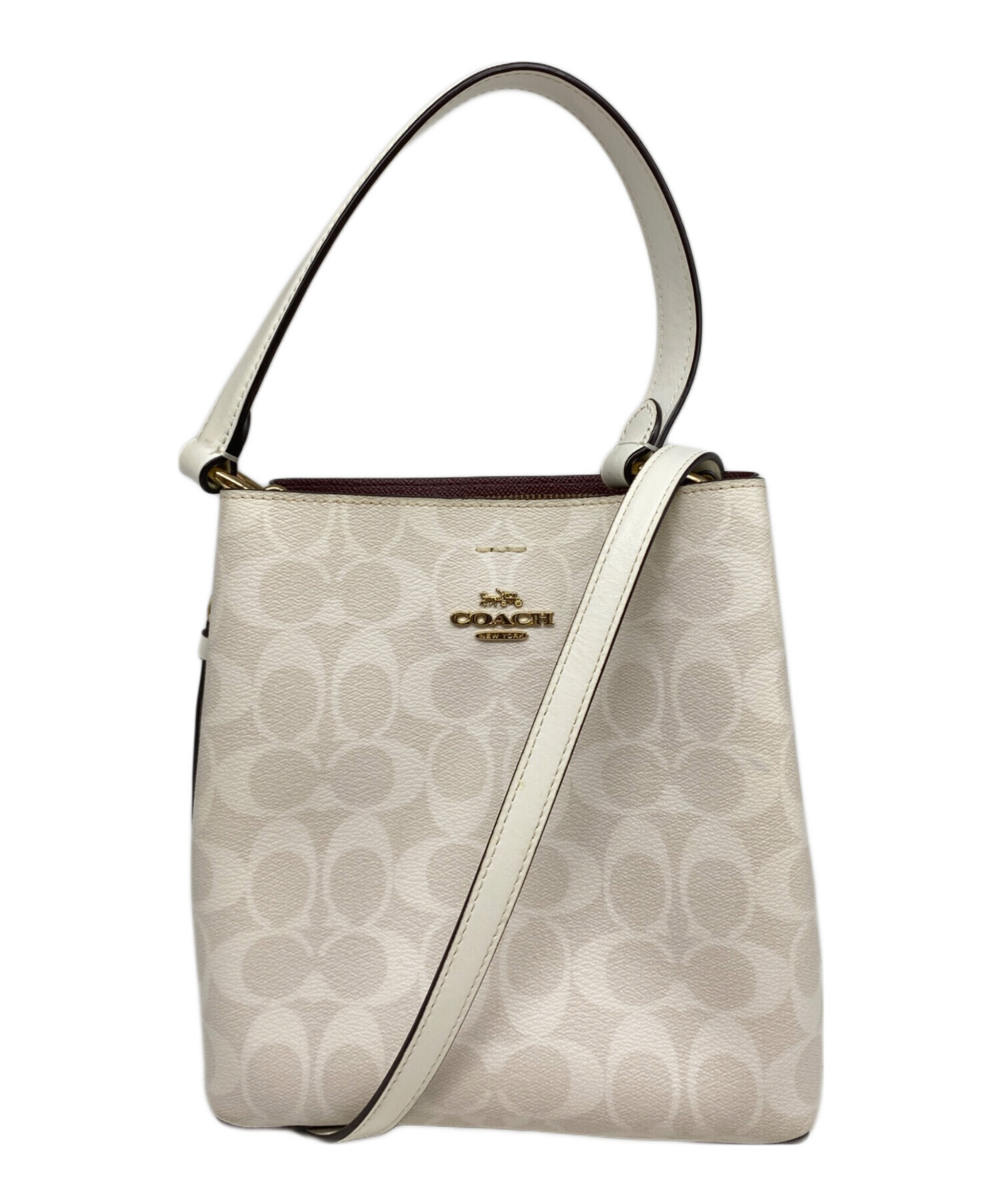 本日限定価格新品！Coach ショルダーバック　2way シグネチャー　ホワイト 中古・古着通販】COACH (コーチ) シグネチャー2WAYショルダーバッグ