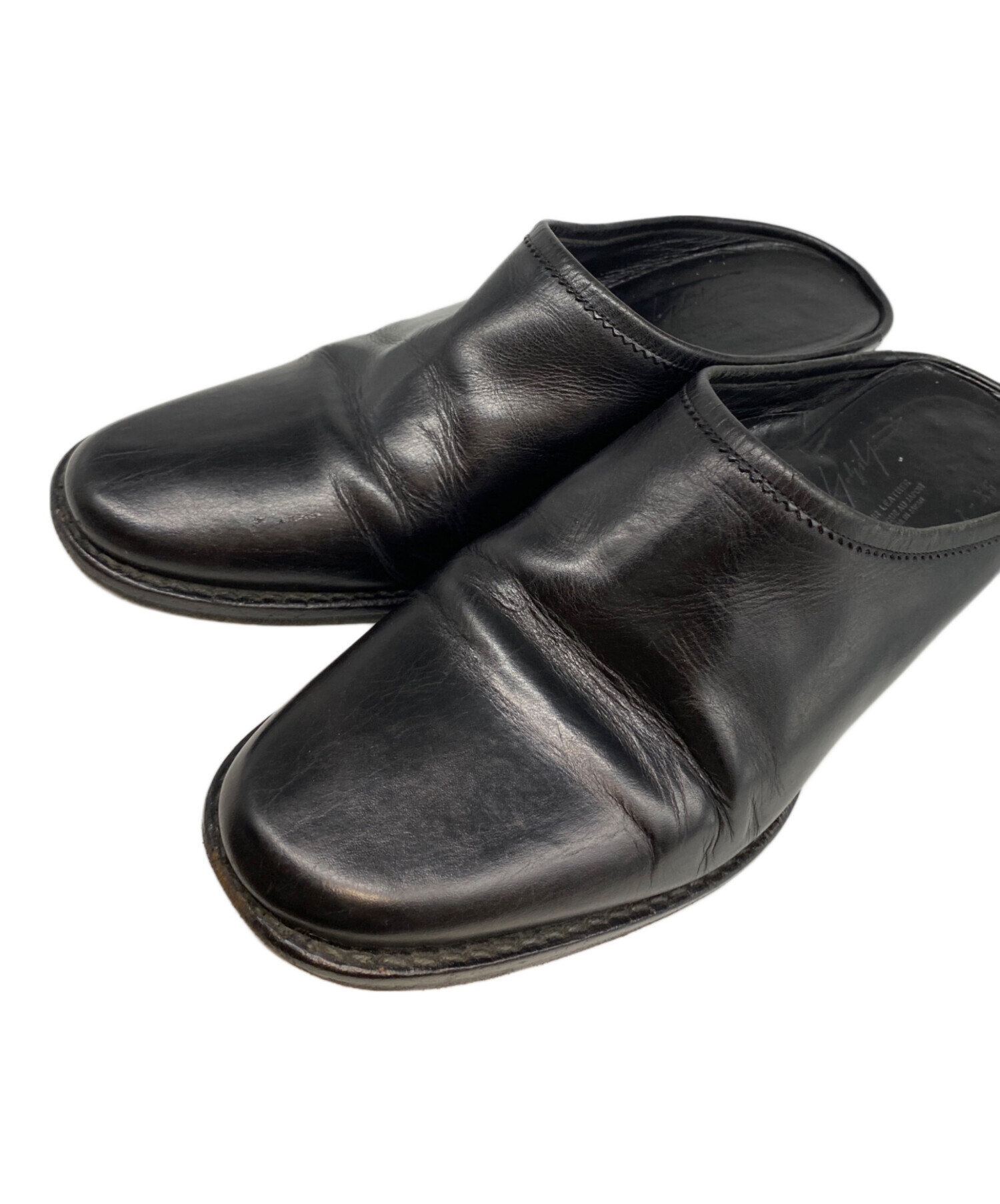 ヨウジヤマモトプリュスノワール 本革 ミュール 黒 23㎝ サイズ３ 中古・古着通販】YOHJI YAMAMOTO (ヨウジヤマモト) ミュール ブラック