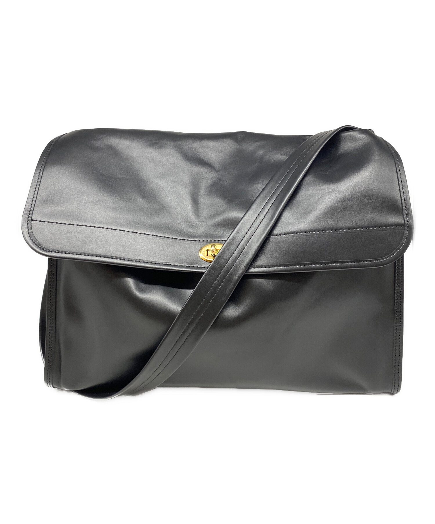 中古・古着通販】holiday (ホリデー) LEATHER FLAP BIG BAG ブラック 