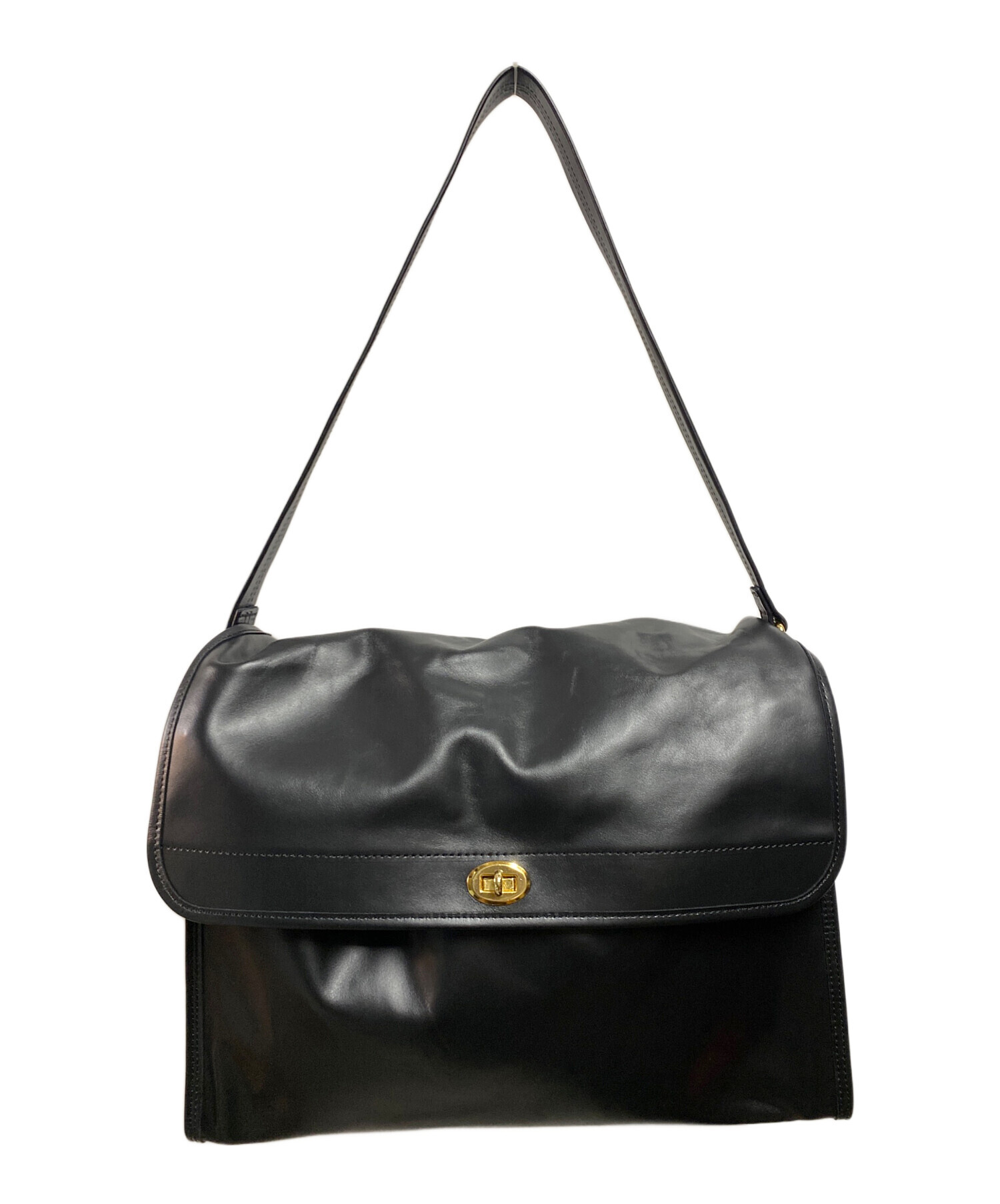 中古・古着通販】holiday (ホリデー) LEATHER FLAP BIG BAG ブラック 
