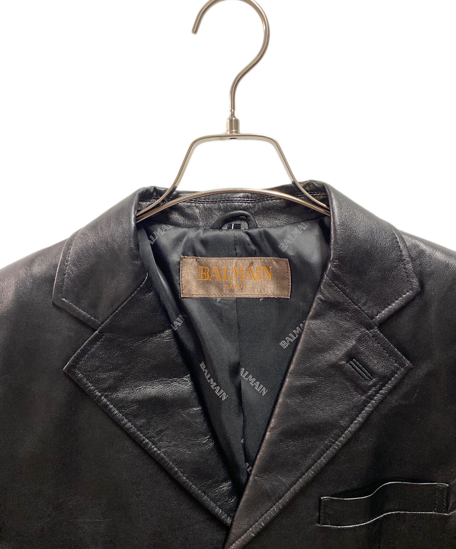 中古・古着通販】BALMAIN (バルマン) ラムレザージャケット ブラック