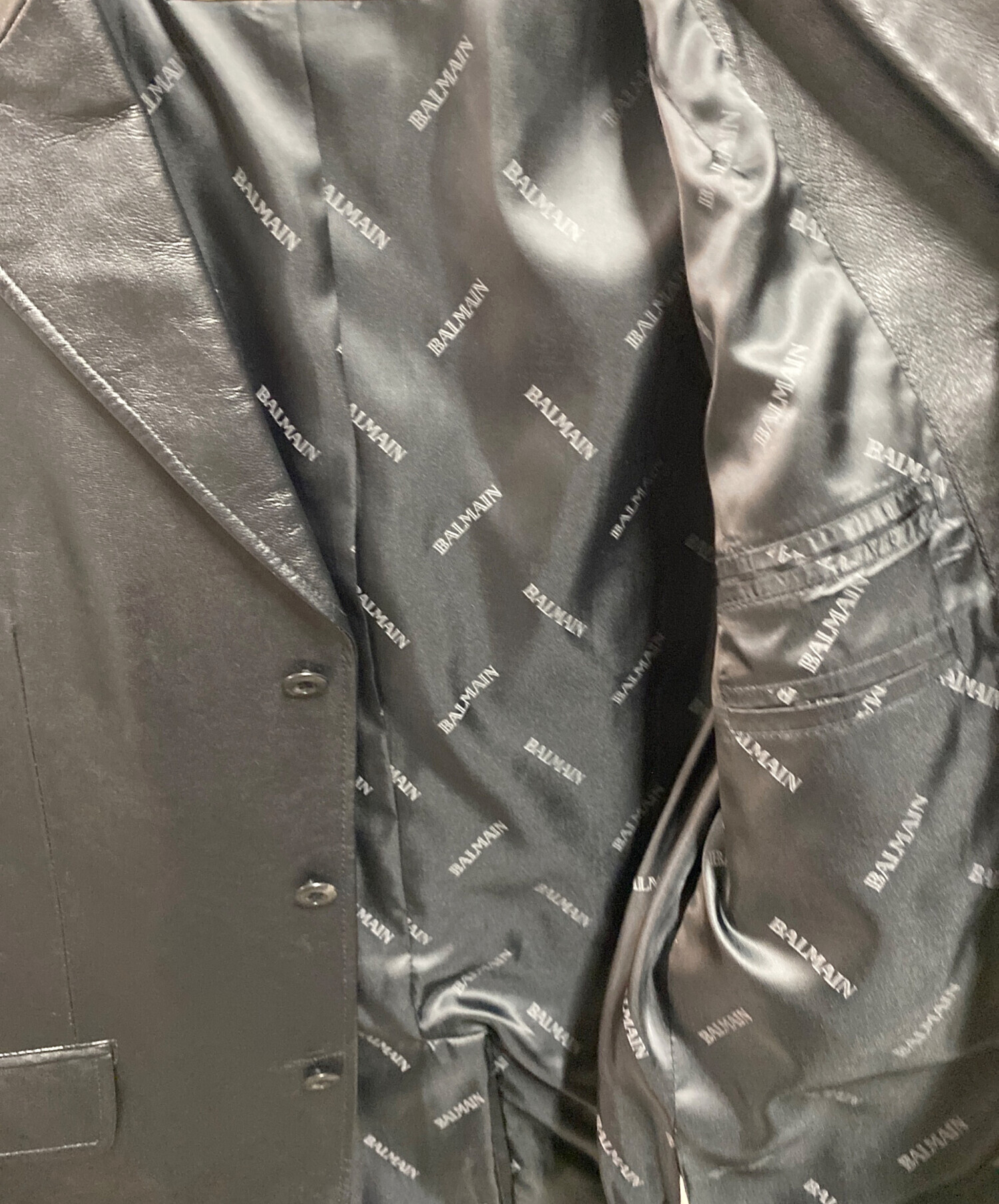 中古・古着通販】BALMAIN (バルマン) ラムレザージャケット ブラック