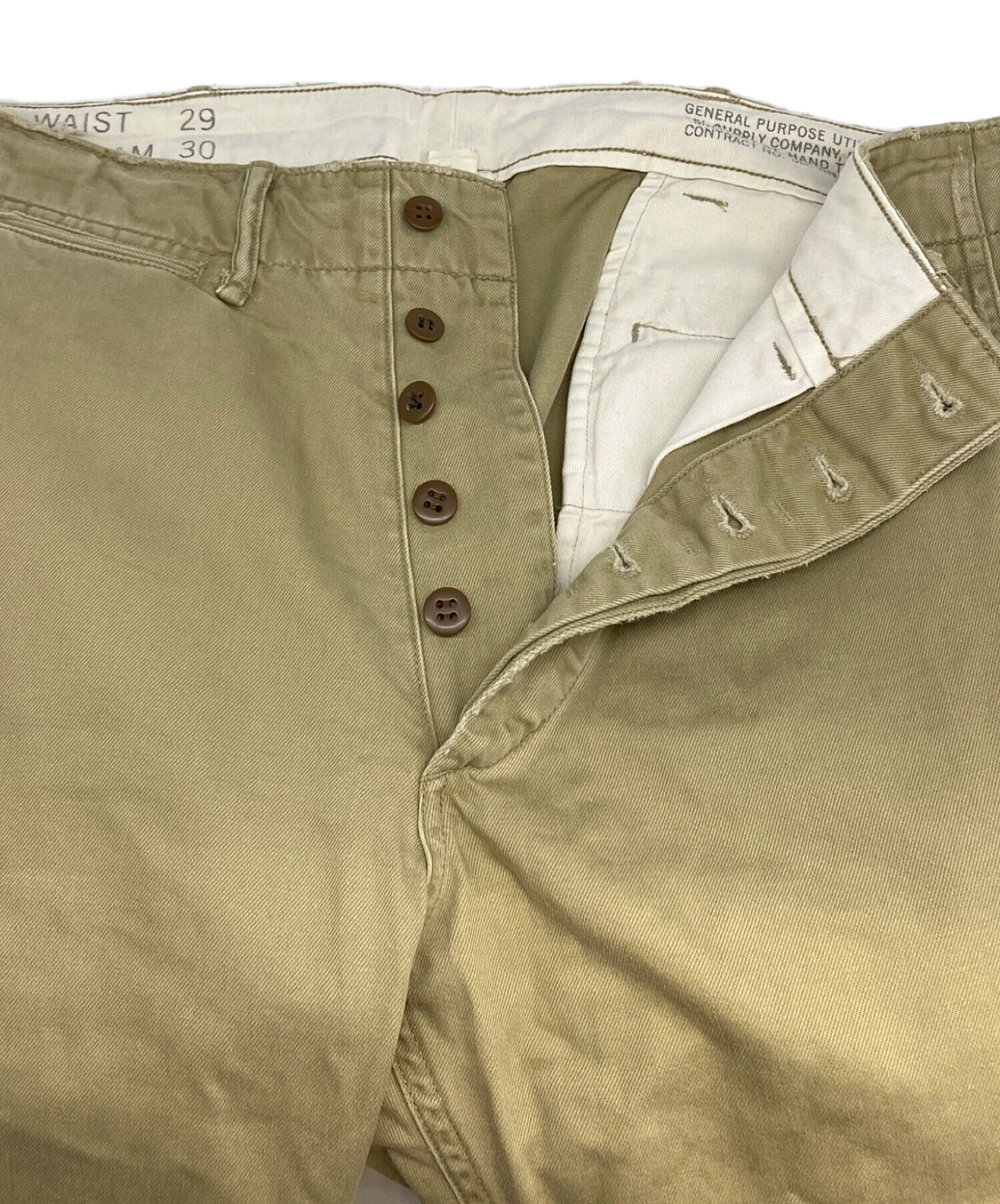 RRL ベージュ チノパン サイズ28 RRL オフィサーズチノパン【28×30】ベージュ 硬めコットン