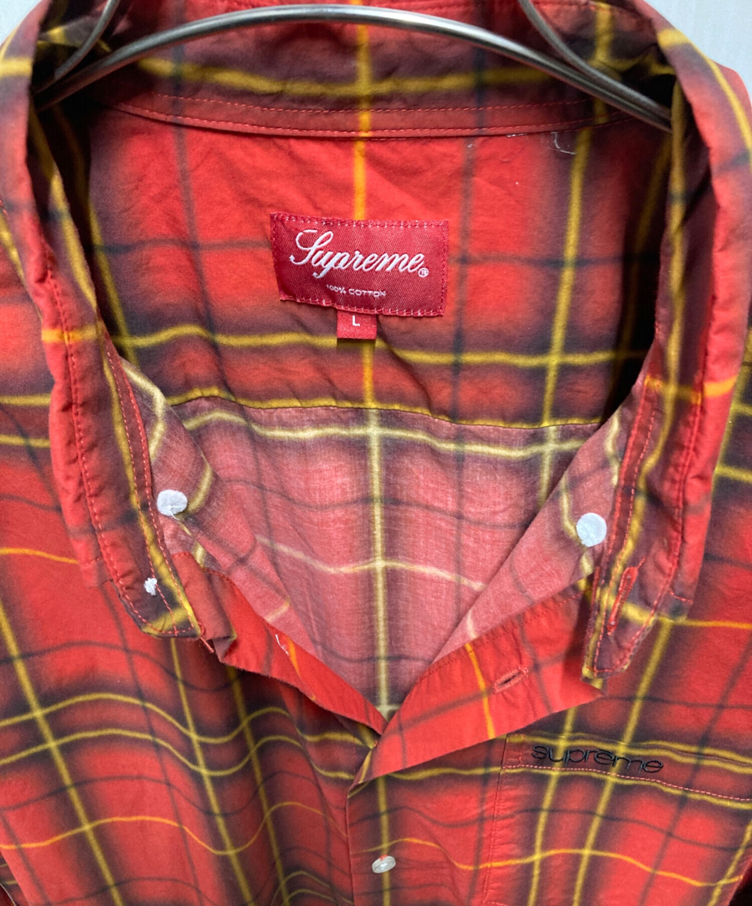 中古・古着通販】SUPREME (シュプリーム) Spray Tartan Shirt レッド