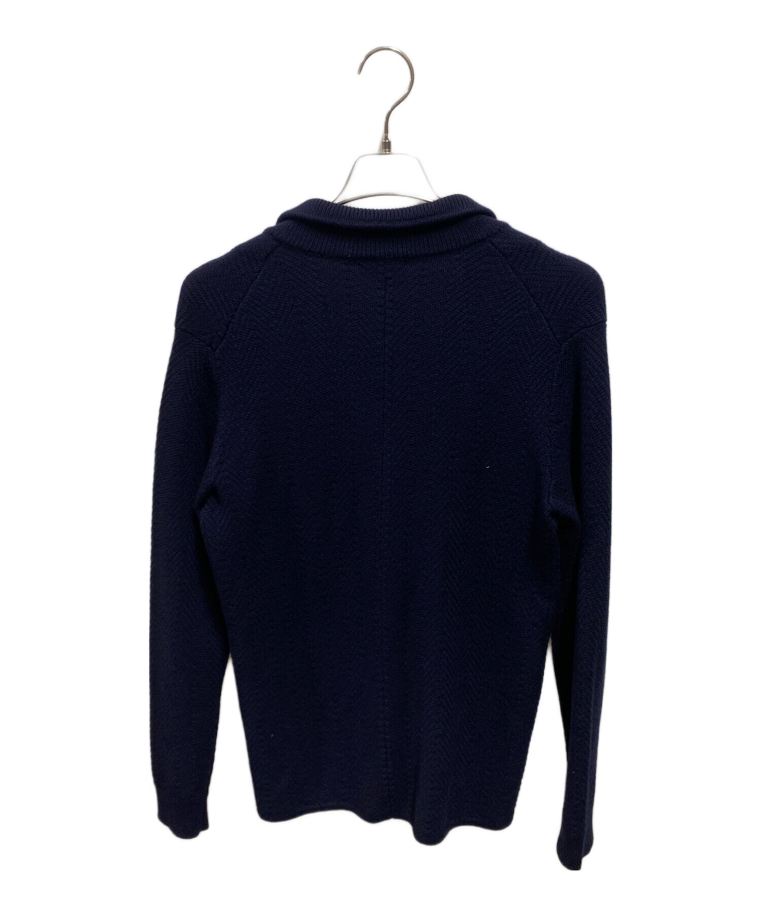 【美品】 グランサッソ ネイビー コットン ニット ジャケット 46 中古・古着通販】GRAN SASSO (グランサッソ) ニットジャケット
