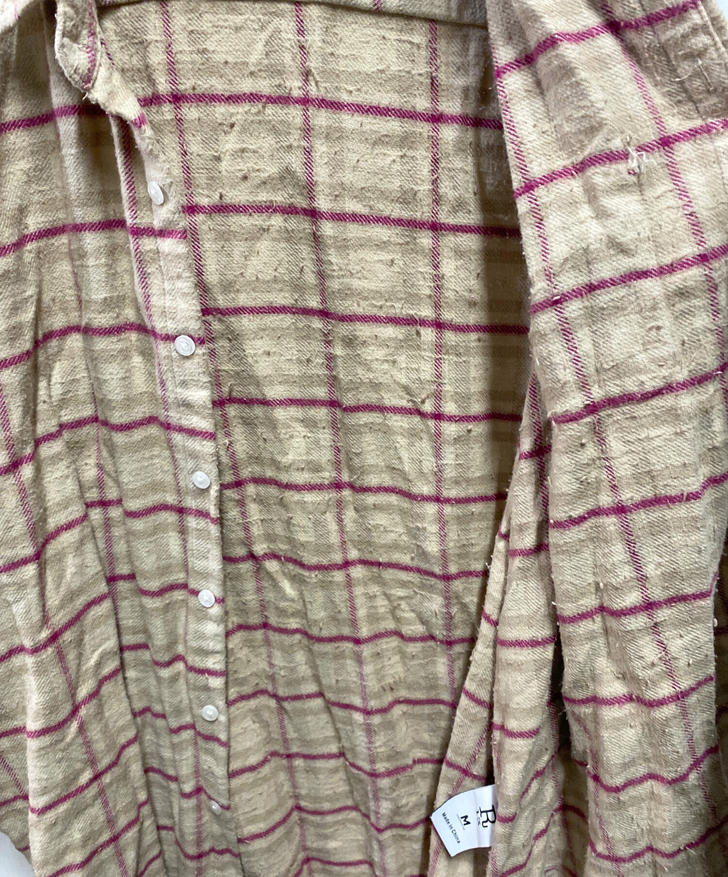 中古・古着通販】R13 (アールサーティン) カットオフチェックシャツ 