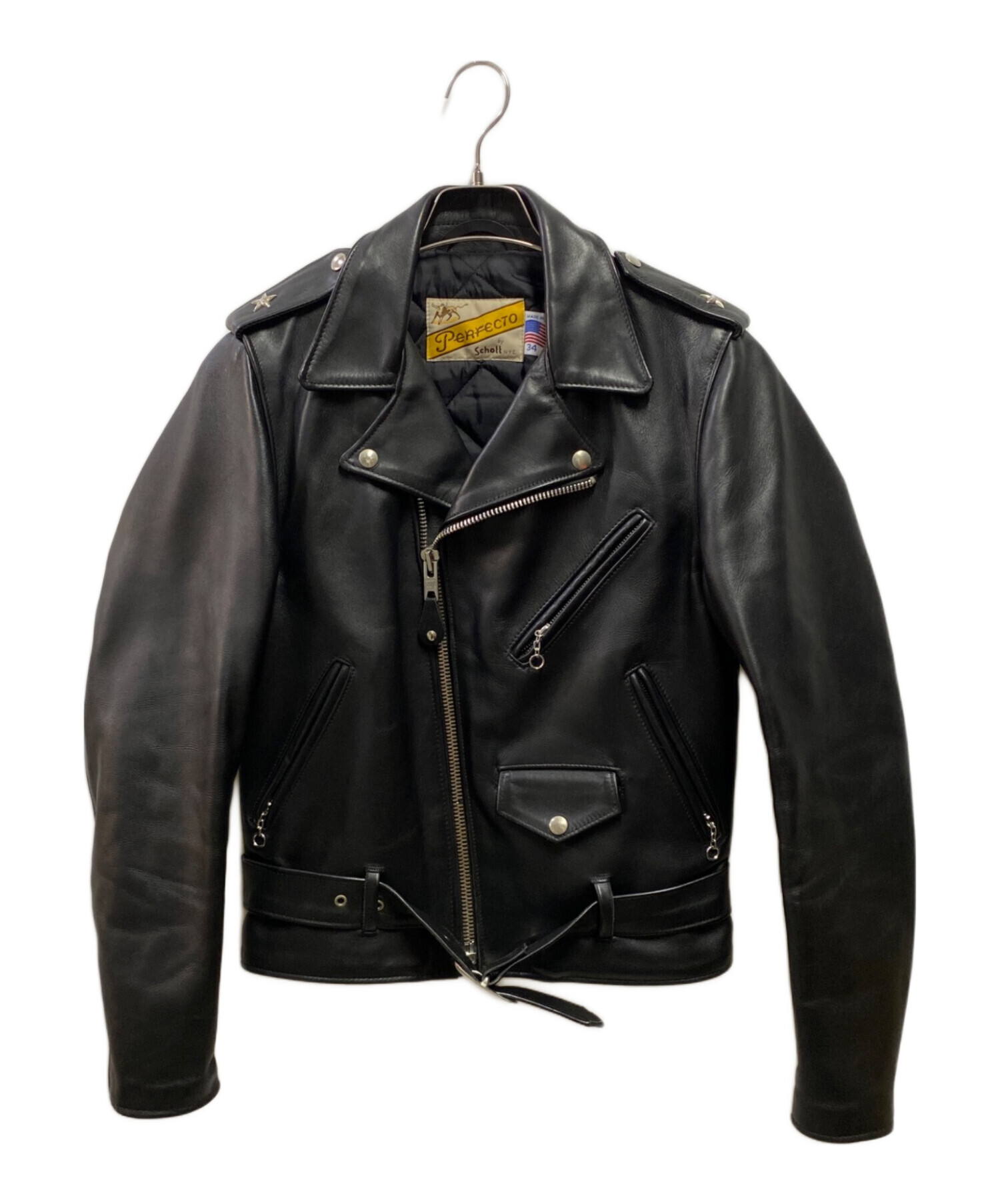 Schott 613 ダブルライダースジャケット　サイズ34 中古・古着通販】Schott (ショット) 613ワンスターダブルライダース