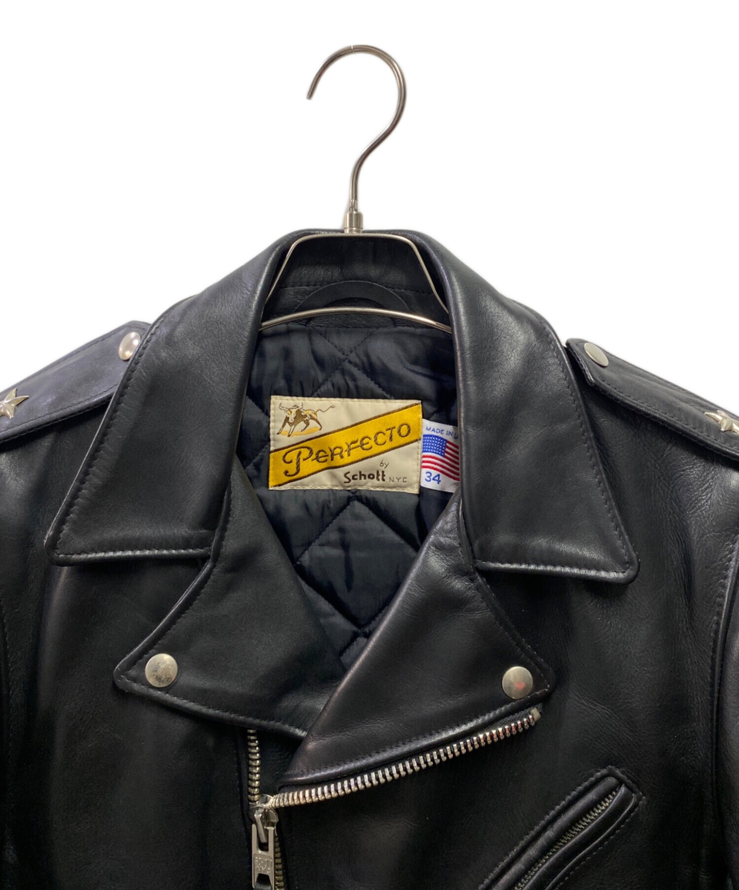 Schott 613 ダブルライダースジャケット　サイズ34 中古・古着通販】Schott (ショット) 613ワンスターダブルライダース