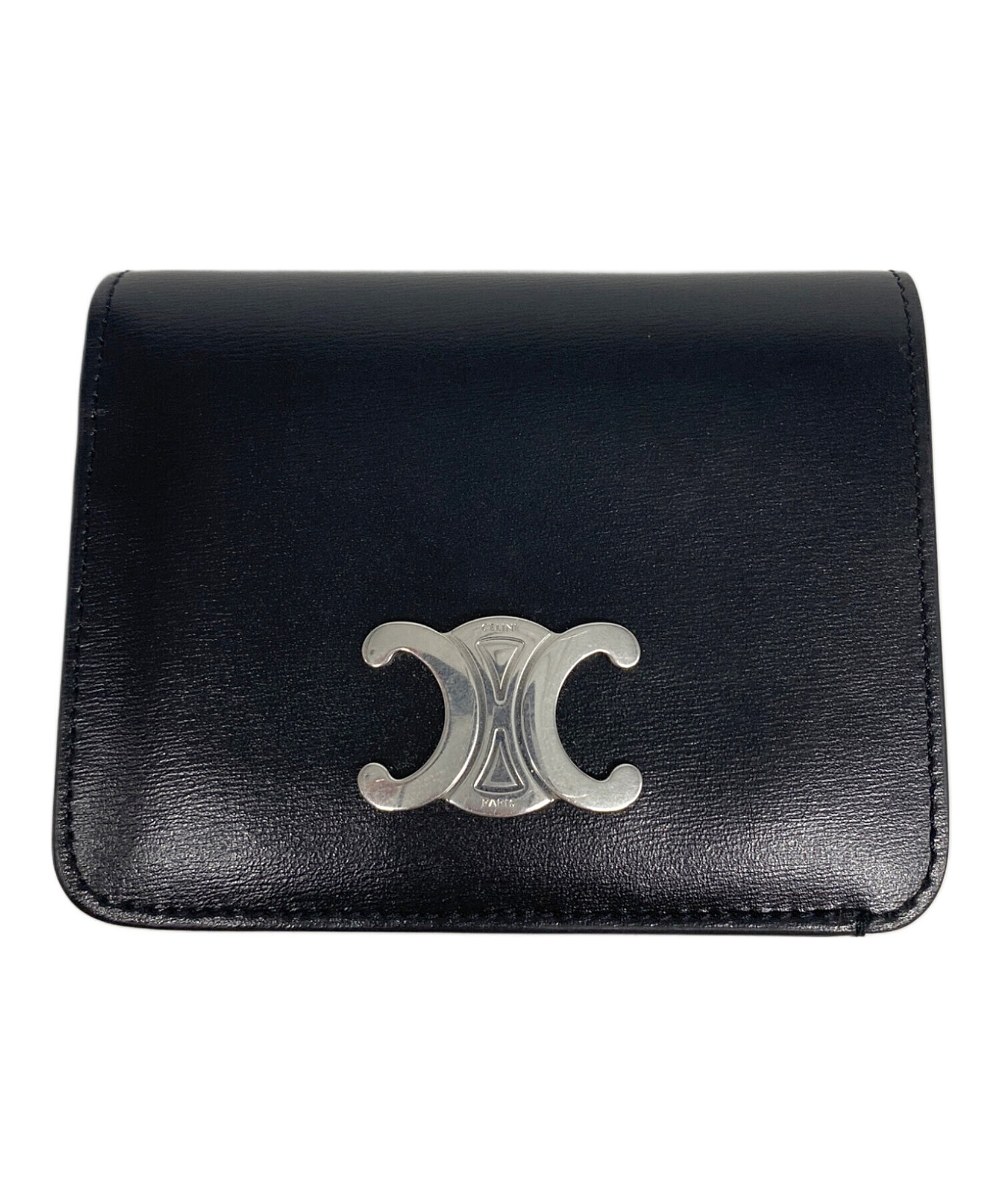 中古・古着通販】CELINE (セリーヌ) TRIOMPHE COMPACT WALLET ブラック