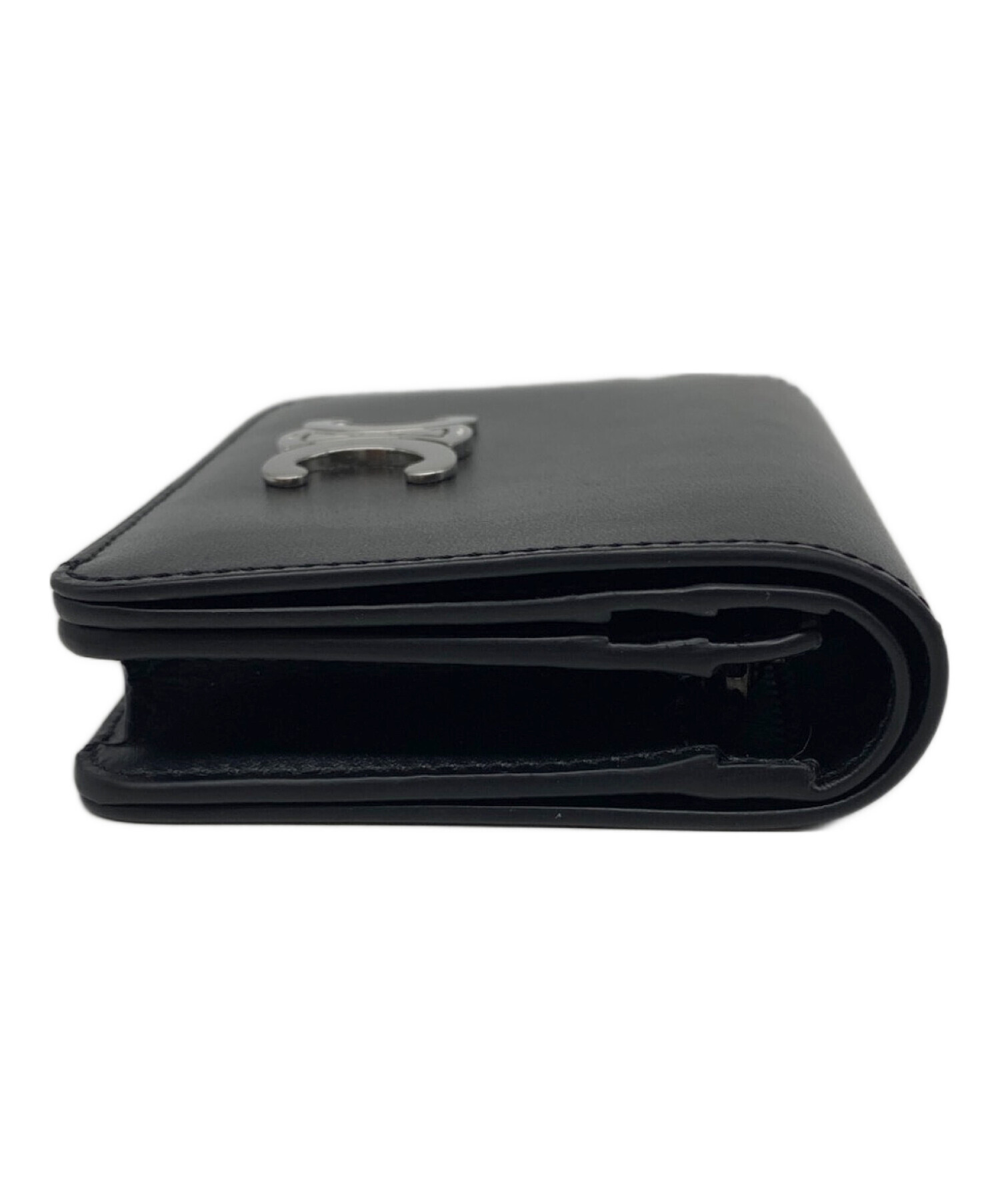 中古・古着通販】CELINE (セリーヌ) TRIOMPHE COMPACT WALLET ブラック