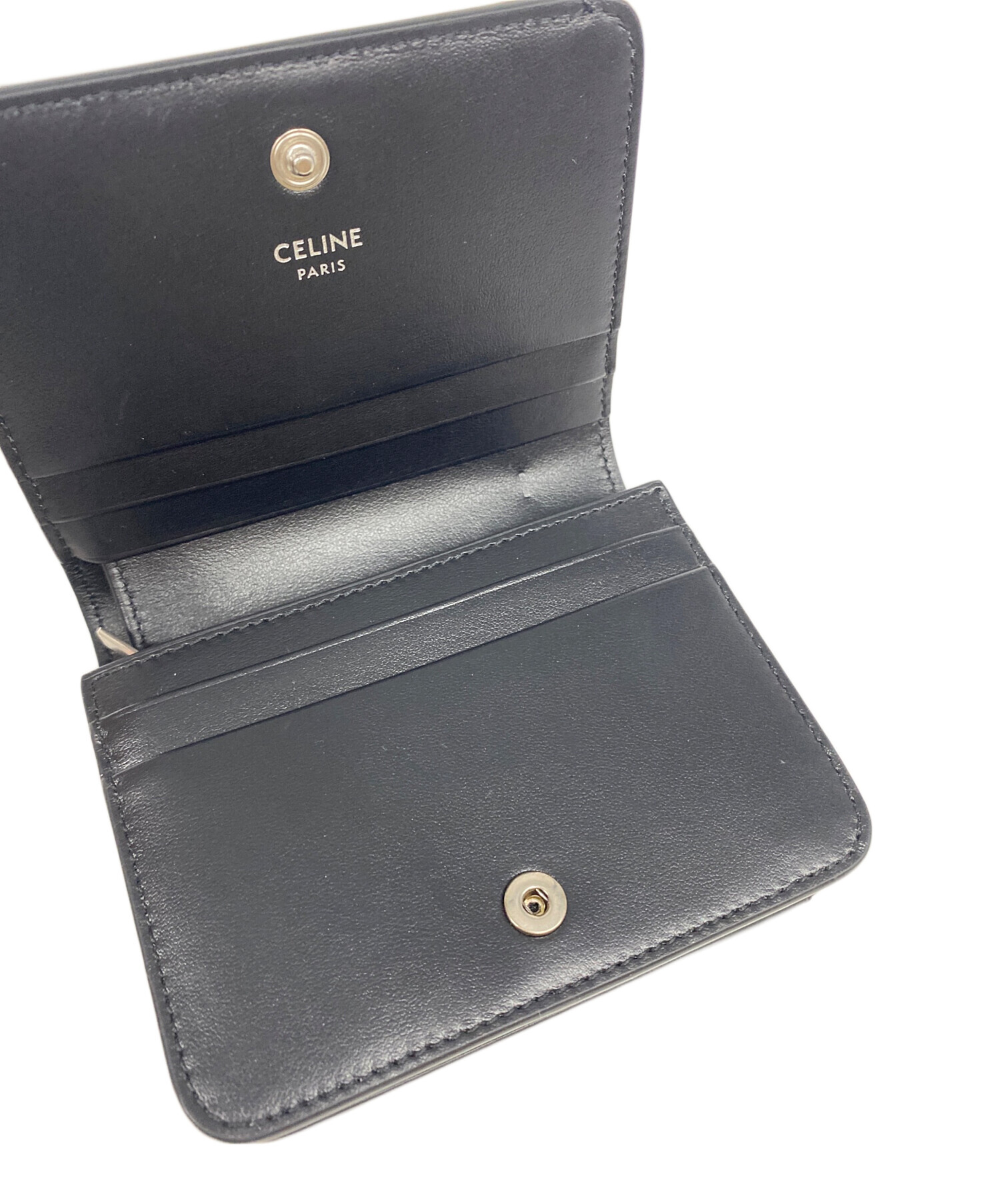 中古・古着通販】CELINE (セリーヌ) TRIOMPHE COMPACT WALLET ブラック