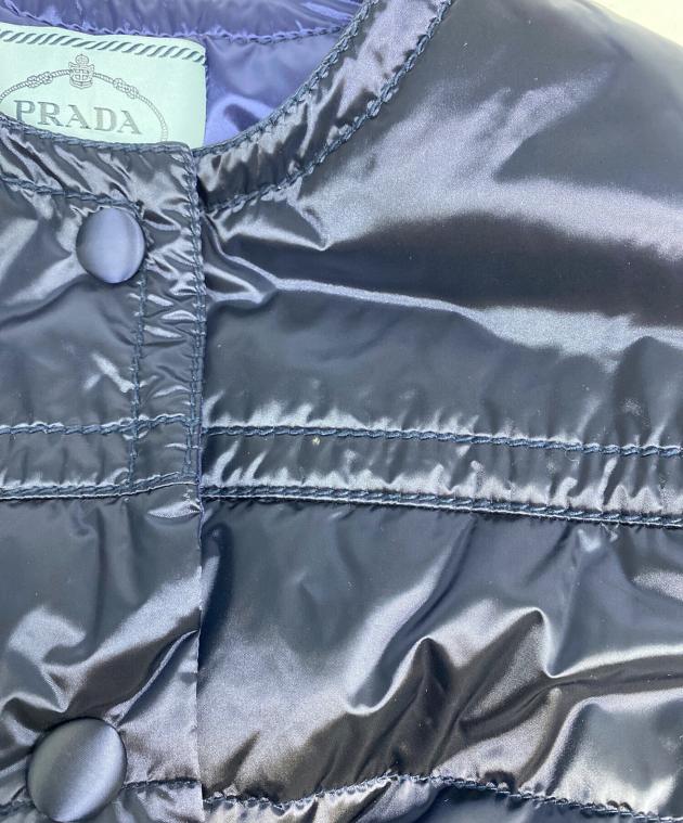 中古・古着通販】PRADA (プラダ) ノーカラーダウンジャケット ネイビー
