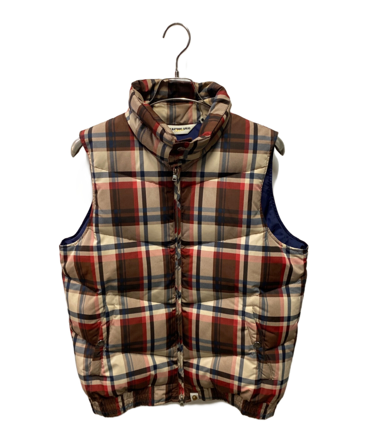 A BATHING APE チェック柄 ダウンベスト Lサイズ エイプ 中古・古着通販】A BATHING APE (ア ベイシング エイプ) チェック