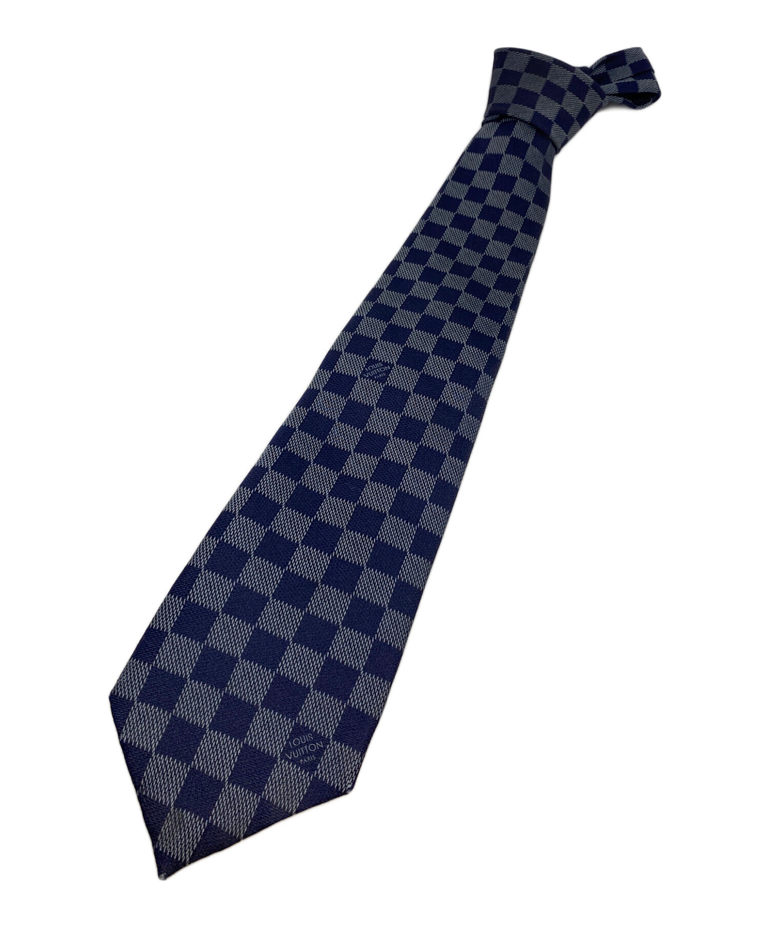 Louis Vuitton ネクタイ ネイビー チェック柄 中古・古着通販】LOUIS VUITTON (ルイ ヴィトン) ネクタイ ネイビー
