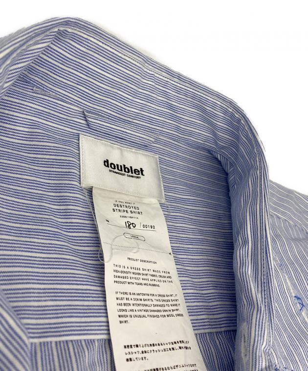 中古・古着通販】doublet (ダブレット) DESTROYED STRIPE SHIRT ブルー